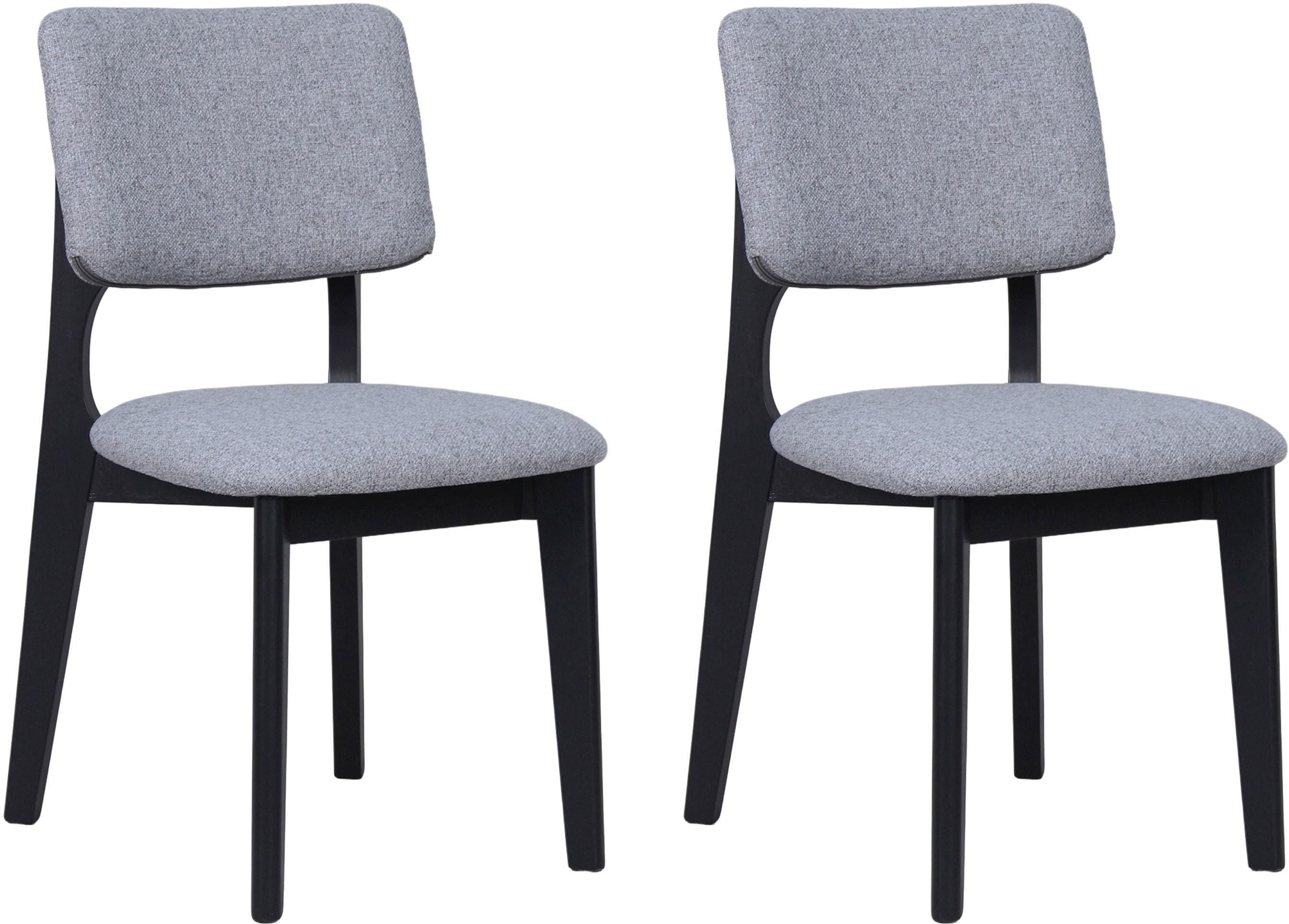 Esszimmerstuhl BYLIVING "Elsa", dunkelgrau, schwarz, grau, B:48cm H:87cm T:54cm, Massivholz, Stoff, Stühle, Esszimmerstuhl, modern gemütlicher Massiv 
