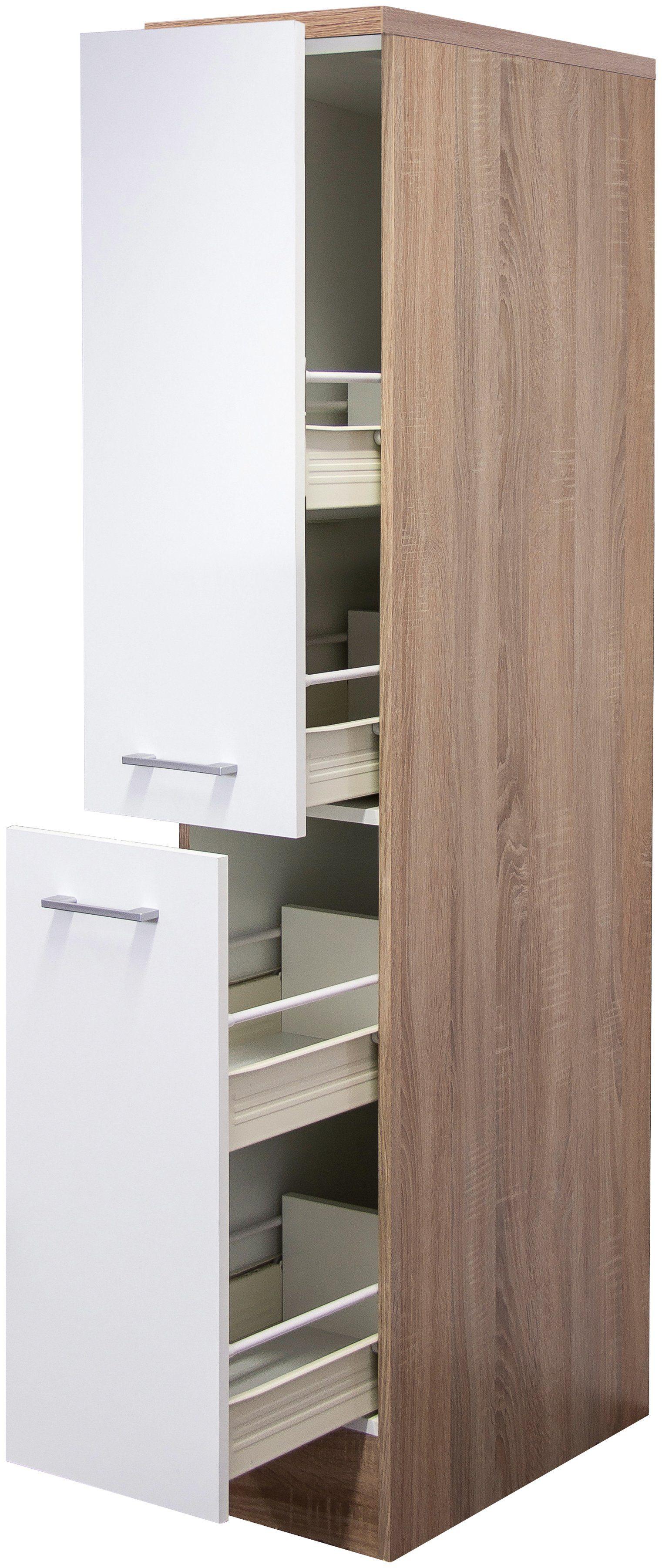 Apothekerschrank FLEX-WELL "Samoa", weiß (weiß, sonoma eiche), B:30cm H:162cm T:57cm, Holzwerkstoff, Schränke, Apothekerschrank, (B x H x T) 30 x 161 