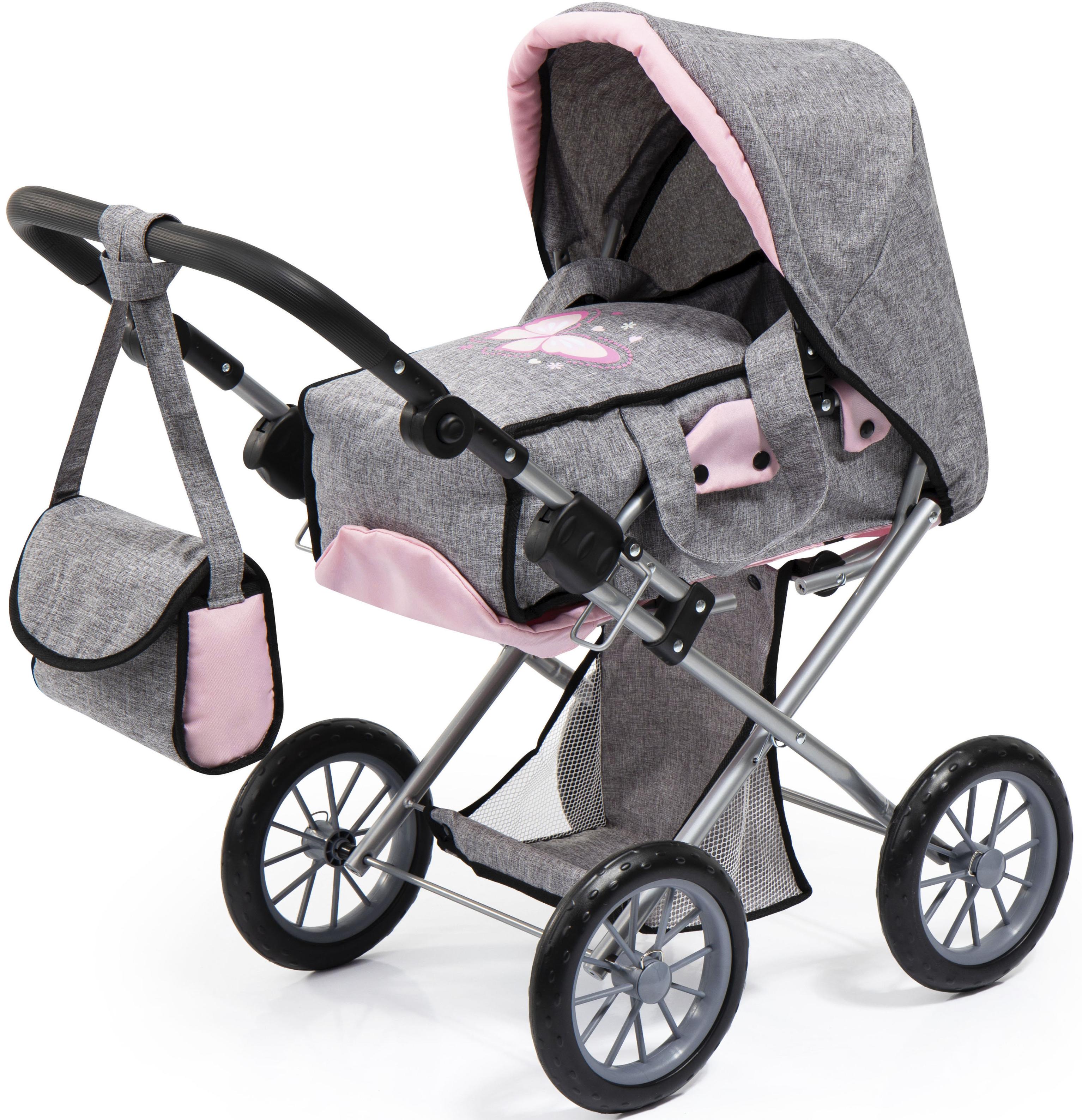 Kombi-Puppenwagen BAYER "City Star, grau/rosa", grau (grau, rosa), Puppenwagen, KinderB:37cm H:65cm T:72,5cm, Kunststoff, Metall, Stoff, Kombi-Puppenw