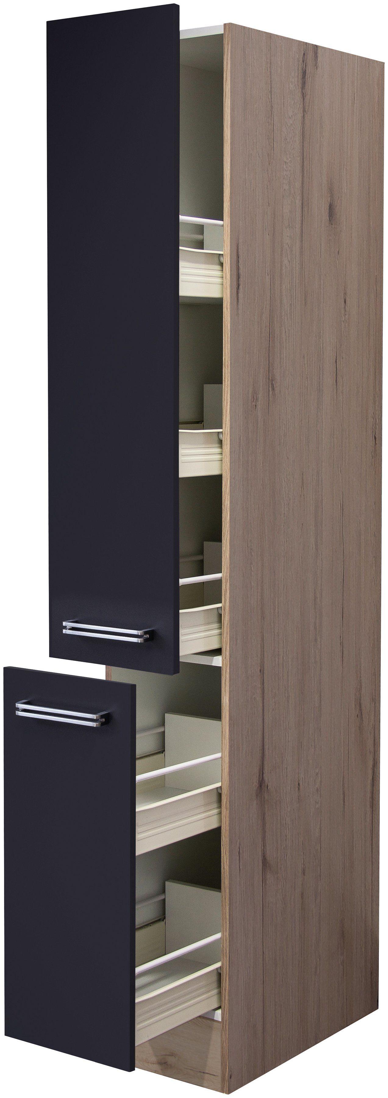 Apothekerschrank FLEX-WELL "Antigua", grau (anthrazit, san remo eiche), B:30cm H:200cm T:57cm, Holzwerkstoff, Schränke, Apothekerschrank, (B x H x T) 