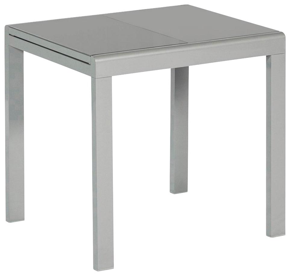 Gartentisch MERXX, silber (silberfarben), B:80cm H:75,5cm T:120cm, Tische, Gartentisch, 80x120 cm