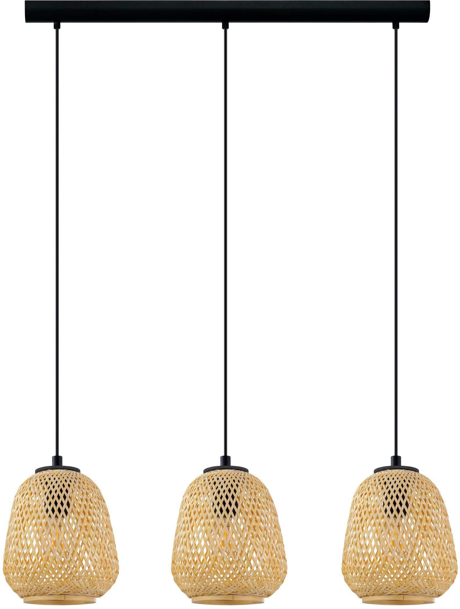 EGLO Hängeleuchte "Dembleby", beige (natur), 3, Leuchten, Hängelampe Vintage, Natur, Hygge, Holzgeflecht, E27, Ø 20 cm, Hängeleuchte