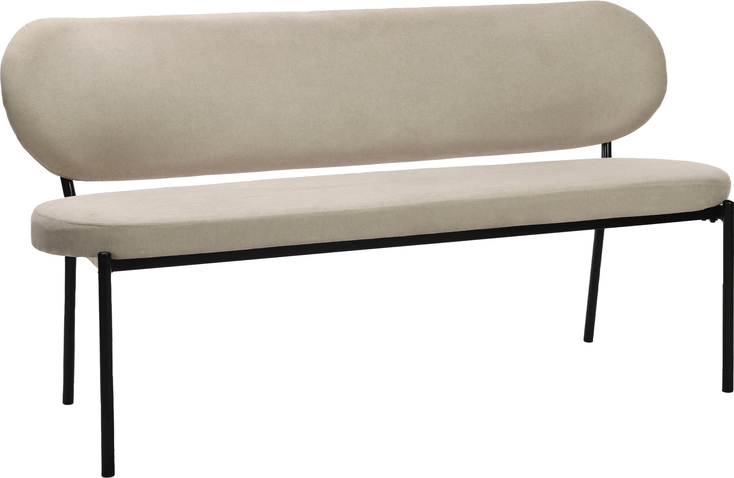 Sitzbank BYLIVING "Jersey", grau (taupe), B:160cm, 100% Polyester, Sitzbänke, Sitzbank, mit Webstoff-Bezug, mit Rückenlehne, Breite 160 cm