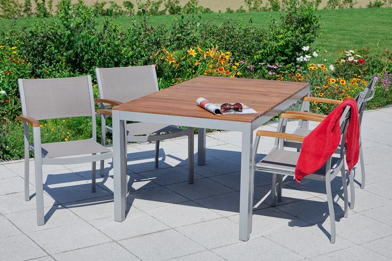 Garten-Essgruppe MERXX "Naxos", beige (natur), Obermaterial: 100% Polyester, Sitzmöbel-Sets, Garten-Essgruppe