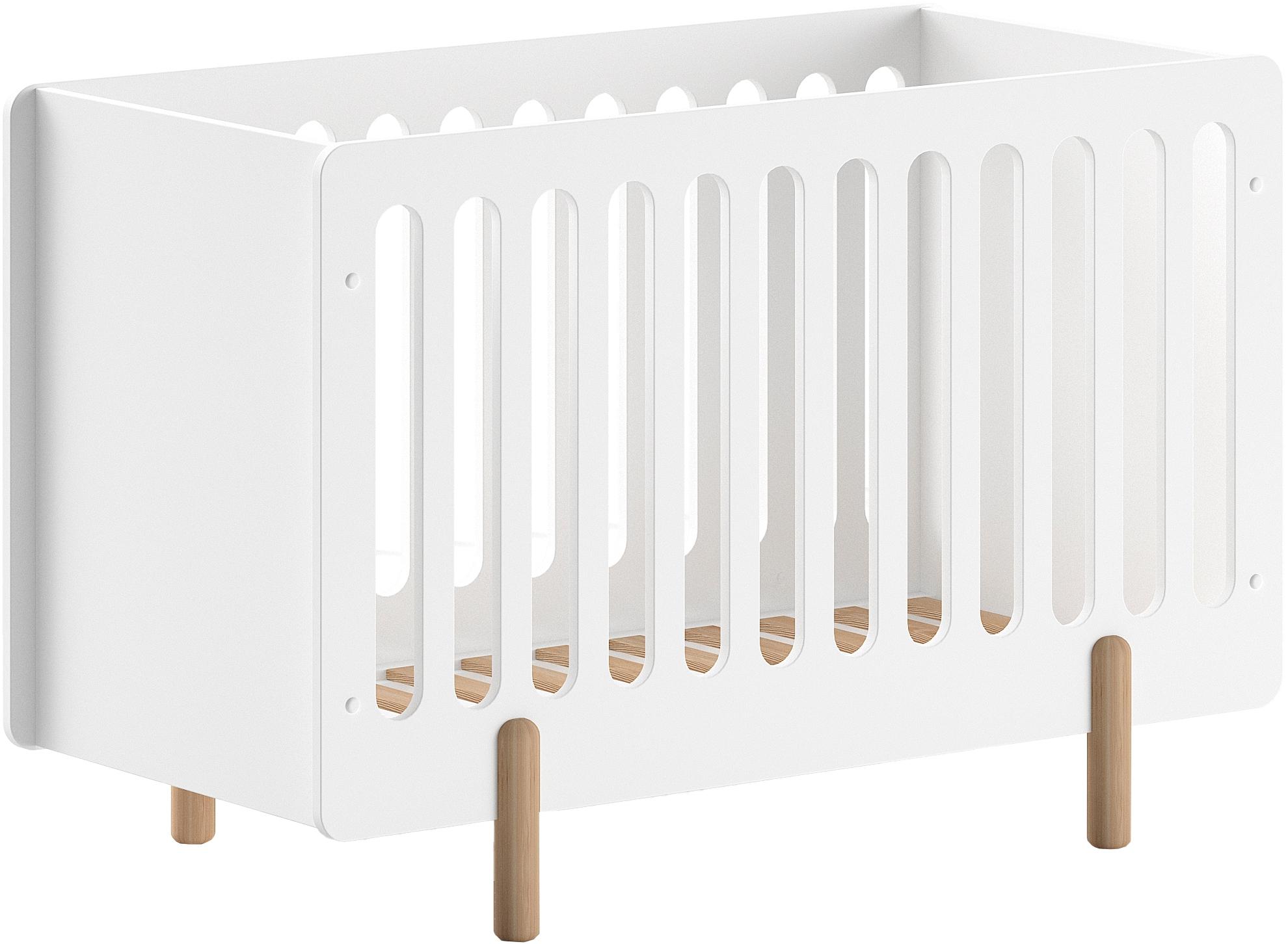 Kinderbett VIPACK, weiß (weiß, weiß, weiß), B:64cm H:86,7cm L:130cm, Betten, Kinderbett, mit verstellbarem Lattenrost, hochwertig lackierte Oberfläche
