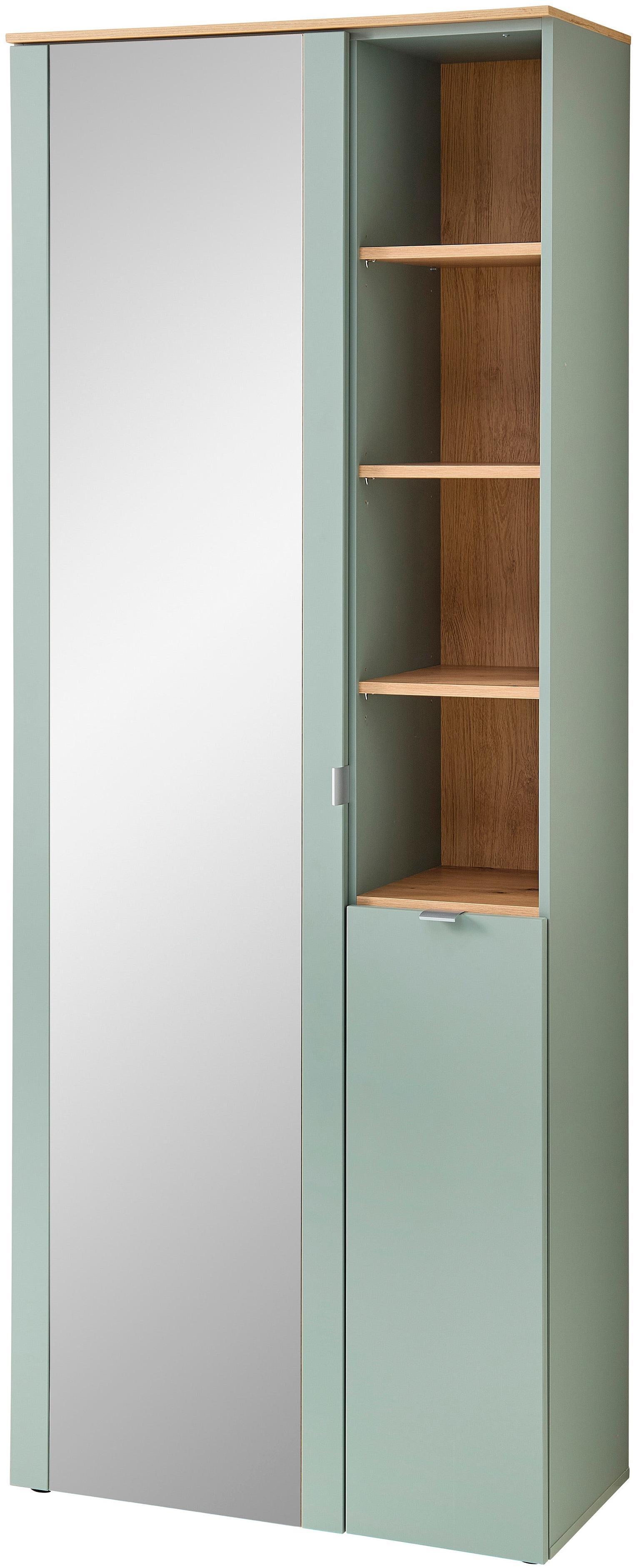 Garderobenschrank INNOSTYLE "BARI Garderobenschrank mit Spiegel, BxHxT 78x202x38 cm", grün (schilfgrün), B:78cm H:202cm T:38cm, Holzwerkstoff, MDF, Sc