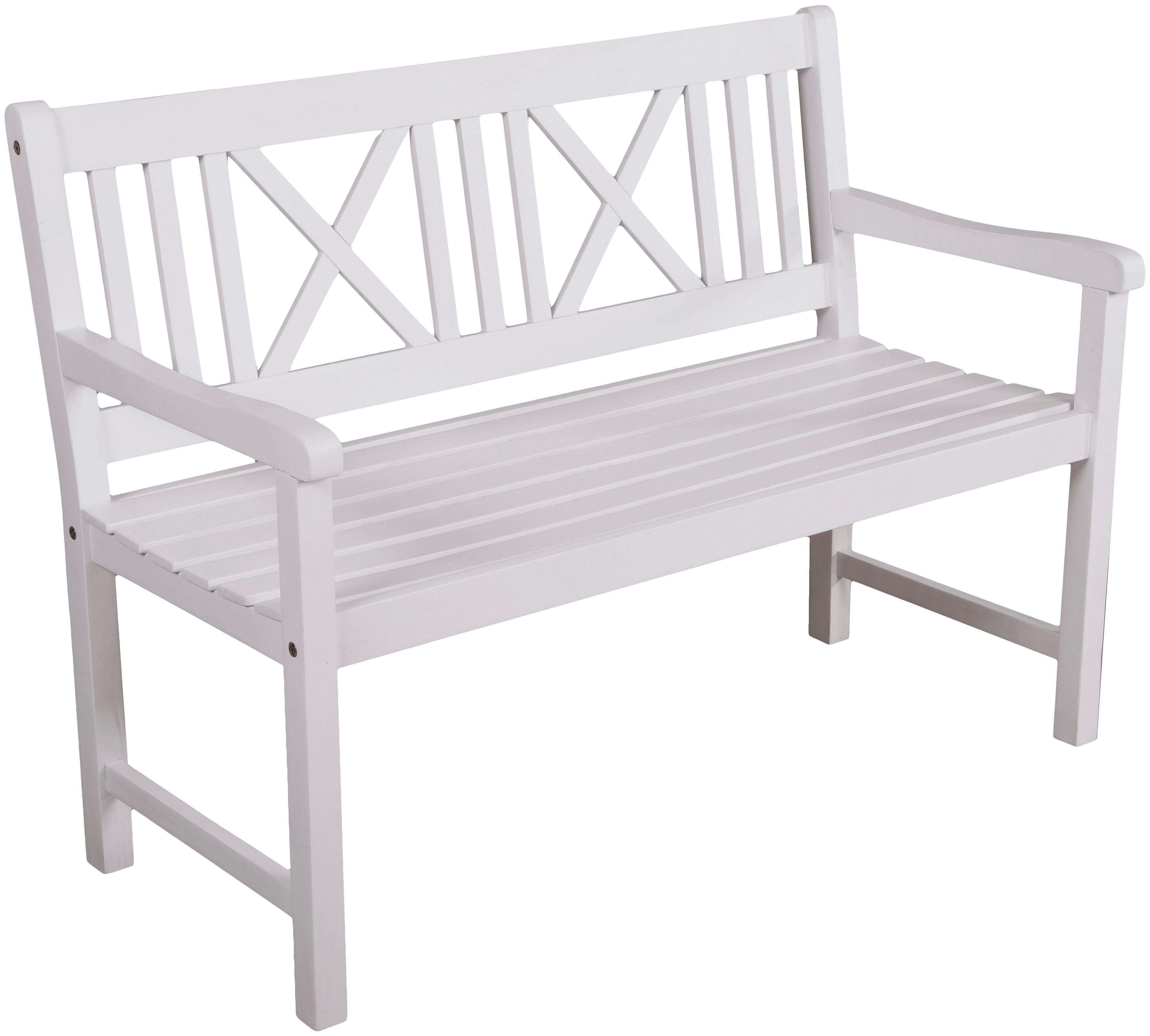 Gartenbank GARDEN PLEASURE "Malmö", weiß, B:120cm H:88cm T:54cm, Massivholz, Sitzbänke, Gartenbank, BxTxH:120x54x88 cm