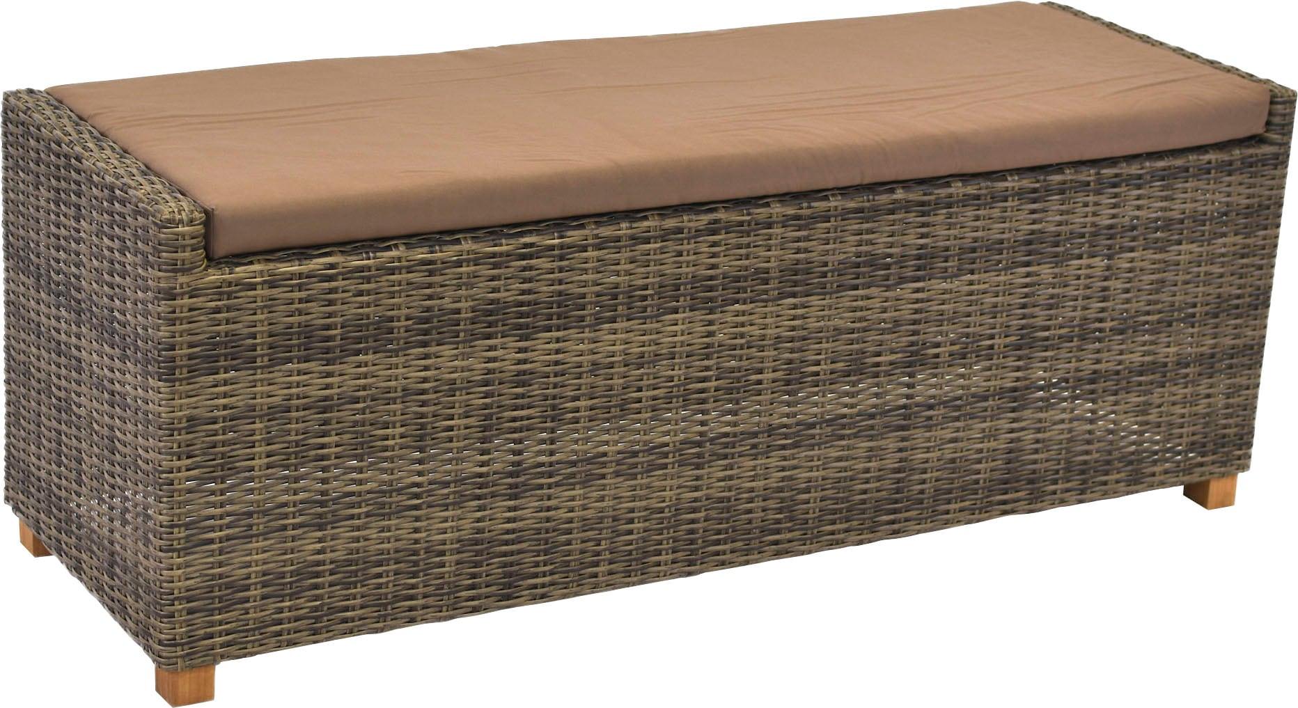Gartenbank MERXX "Toskana", beige (natur), B:136cm H:42cm T:47cm, Aluminium, FSC-zertifiziertes Massivholz, Kunststoff, Sitzbänke, Gartenbank, 3-sitzi