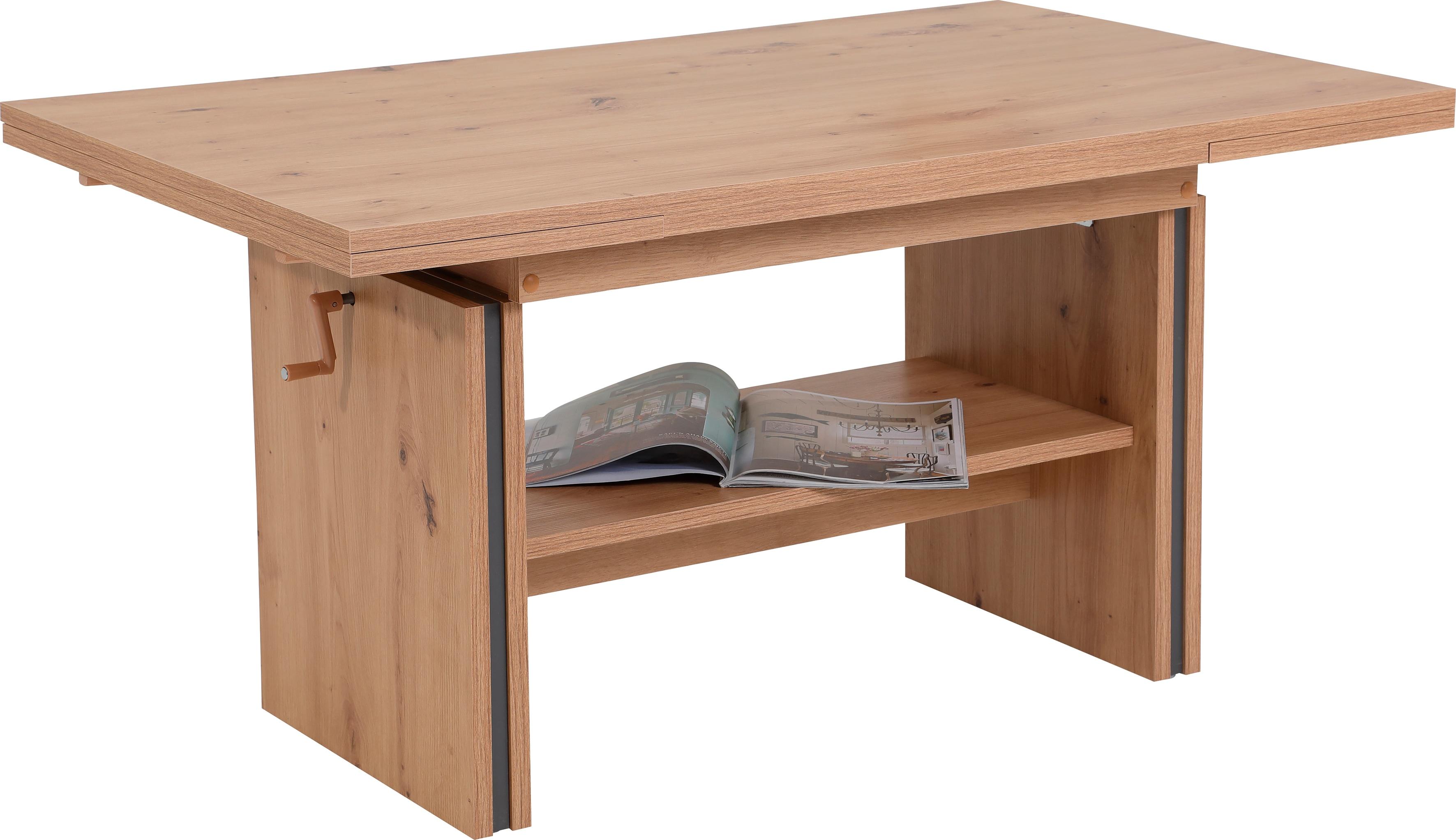 Couchtisch HELA "Funktionascouchtisch Jens", braun (artisan eiche), B/H/T: 165cm x 66cm x 67cm, Auszugsplatte, Tische, Couchtisch