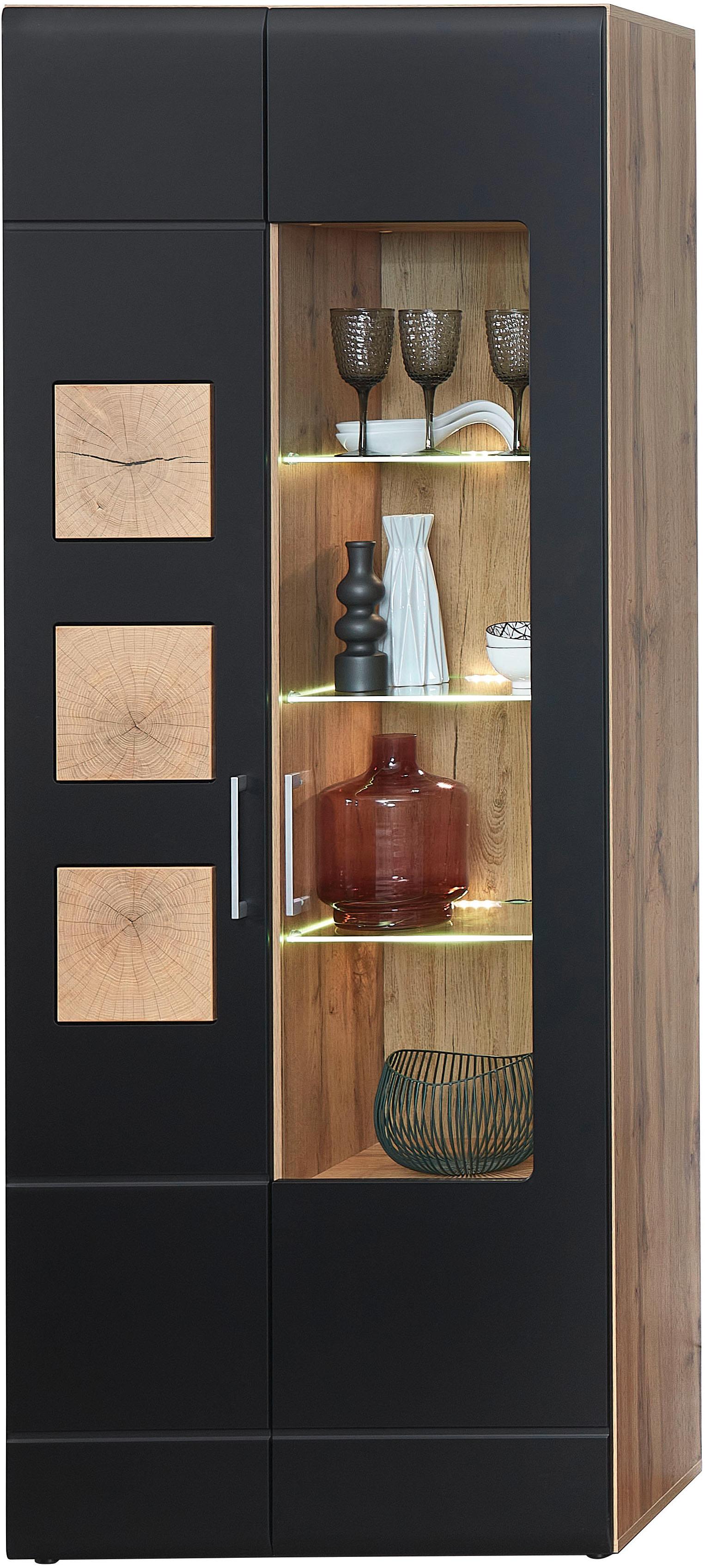 Vitrine INNOSTYLE "Sonate", schwarz, B:80cm H:208cm T:37cm, Schränke, Vitrine, Elemente sind flexibel kombinierbar und passen in jeden Wohnbereich.