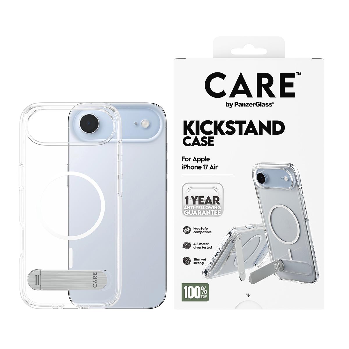 CARE BY PANZERGLASS Handyhülle "Kickstand Case für Apple iPhone Air", transparent, Apple iPhone Air, Hüllen, Backcover, Schutzhülle, Handyschutzhülle,