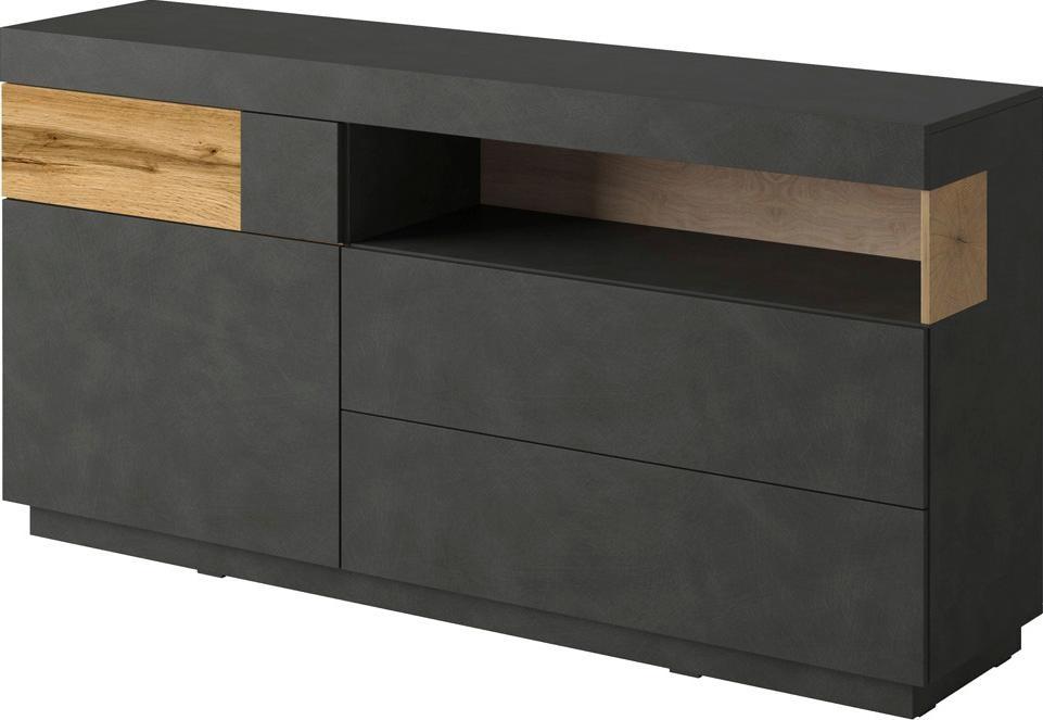 Sideboard OTTO HOME "SILKE", grau (anthrazit matera, votaneichefarben), B:169cm H:84,5cm T:40cm, Sideboards, Sideboard, Breite 169 cm
