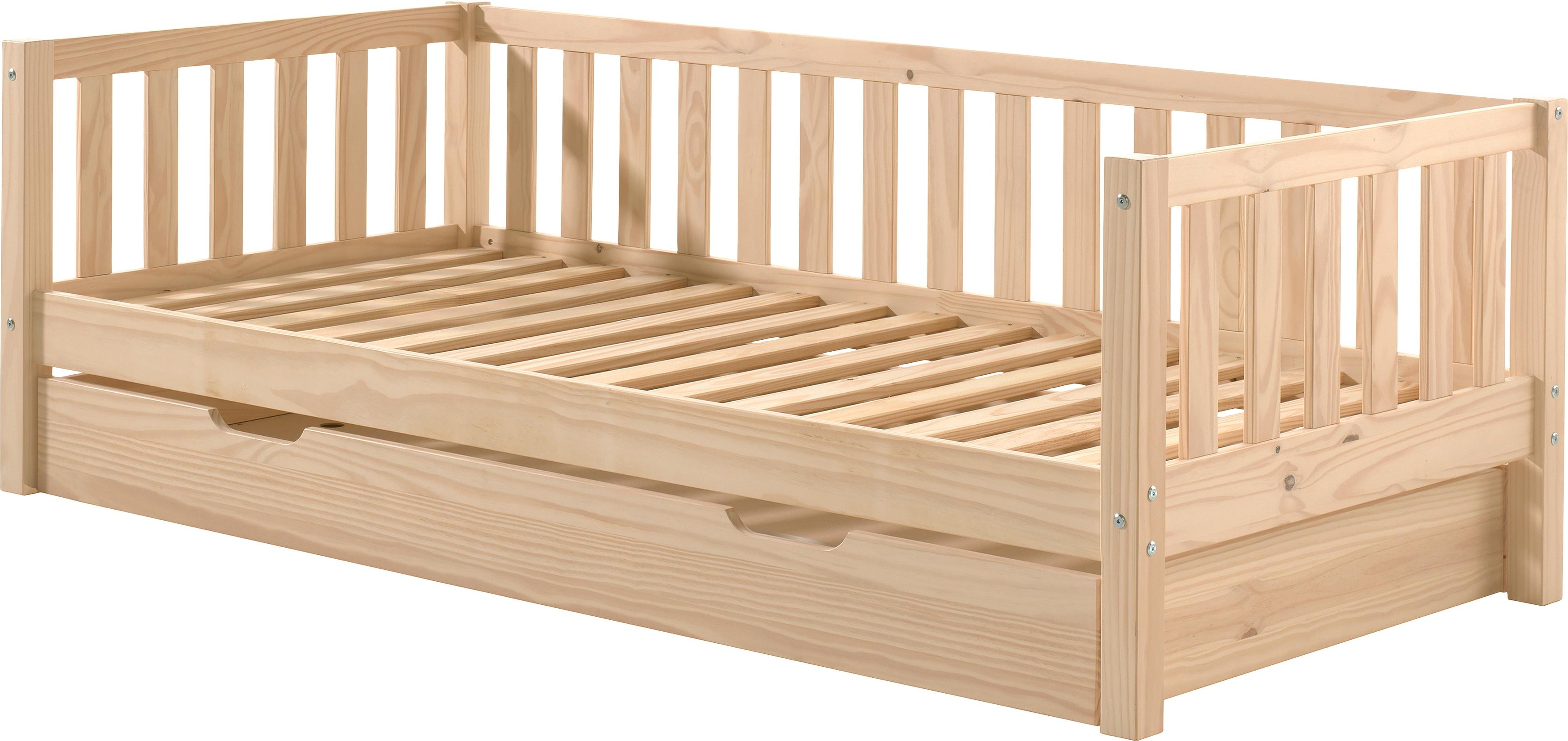 Einzelbett VIPACK "Sprossenumrandung, Kiefer massiv, stabil gebaut und zeitloses Design", beige (milky pine), B:97,8cm H:68cm L:211,2cm, Betten, Einze