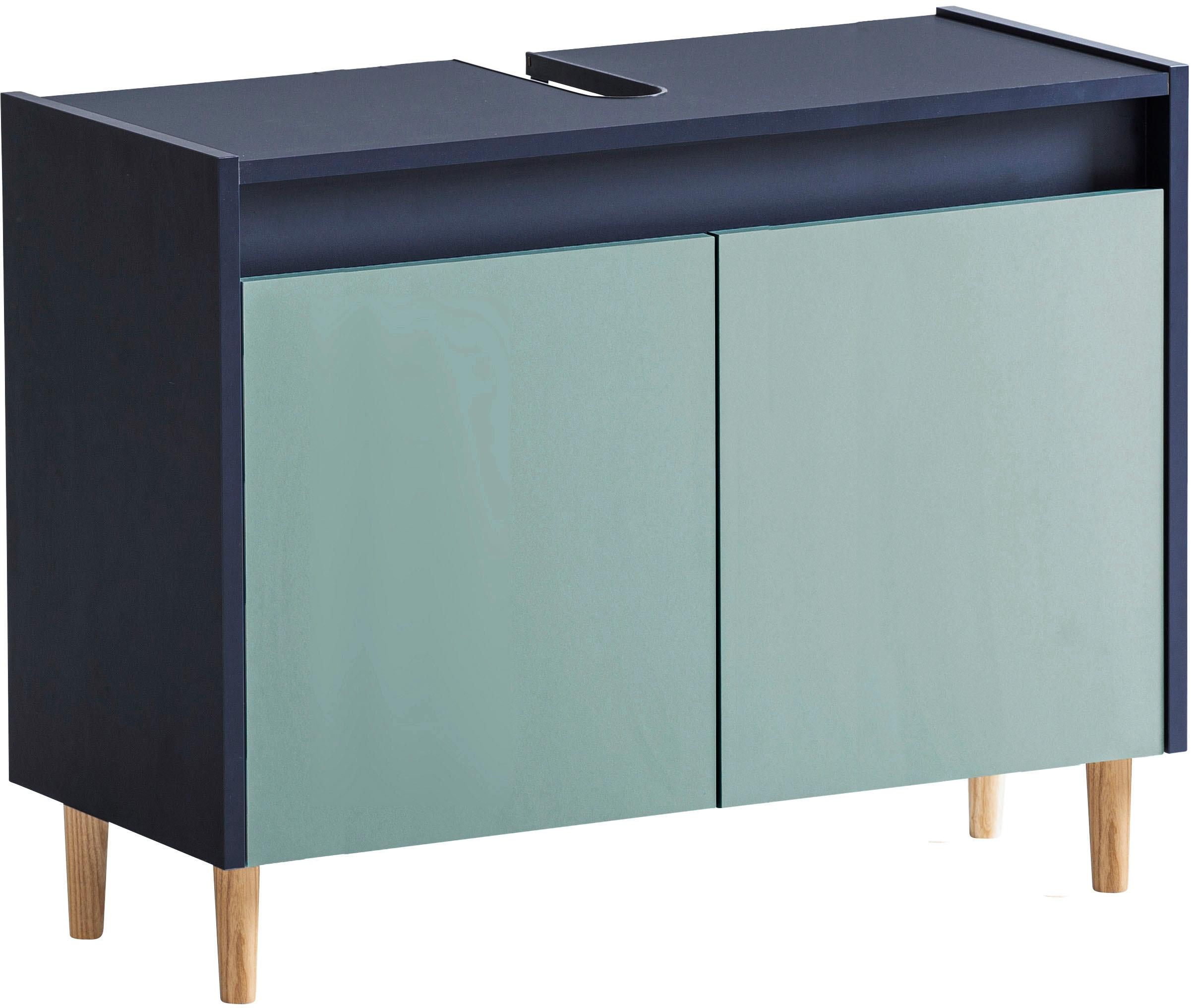 Waschbeckenunterschrank WELLTIME "Lovis, Breite 80 cm", blau (nachtblau, taubenblau), B:80cm H:60cm T:33cm, FSC-zertifizierter Holzwerkstoff, Schränke