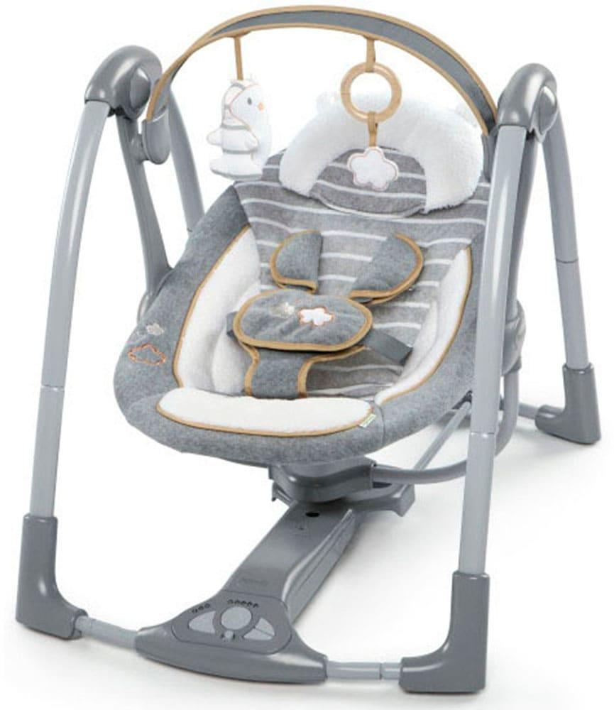 Babyschaukel INGENUITY "Swing'n' Go, Bella Teddy", Baby, grau, Kunststoff, Metall, Stoff, Babywippen Babyschaukel, tragbar