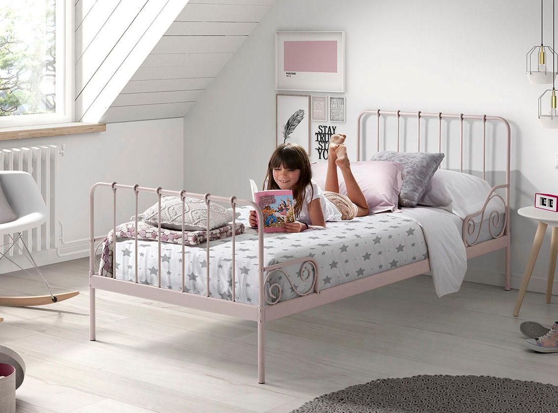 Jugendbett VIPACK "Alice, Bettgestell Metall, pulverbeschichtet, in zeitlosem Design", rosa, B:94cm H:91cm L:205cm, Betten, Jugendbett, Metallbett ink