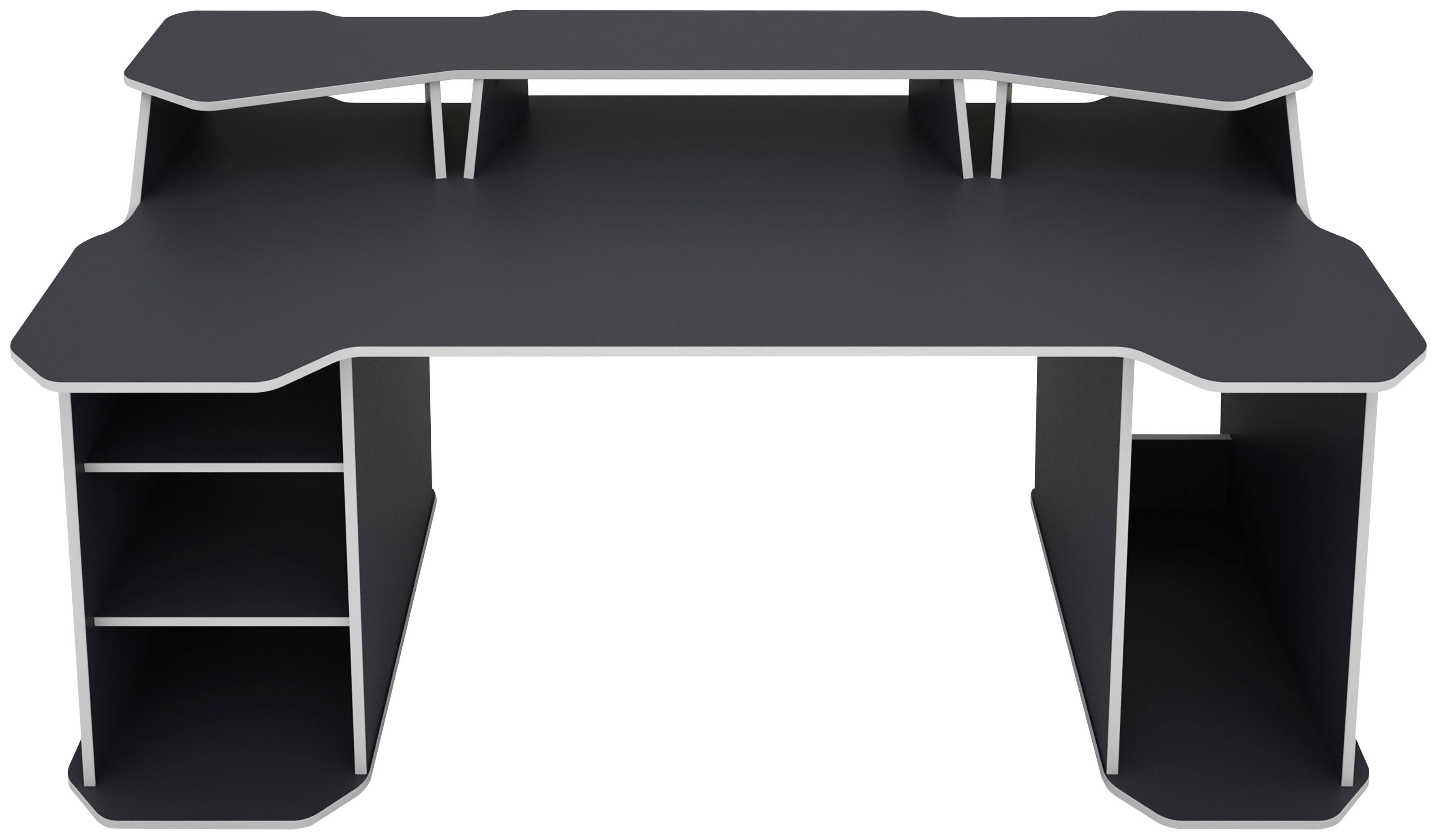 Gamingtisch BYLIVING "MATRIX", schwarz (anthrazit mit aufkleberset, anthrazit, anthrazit), B:180cm H:92,6cm T:85cm, Tische, Gamingtisch, 180 cm mit Pl