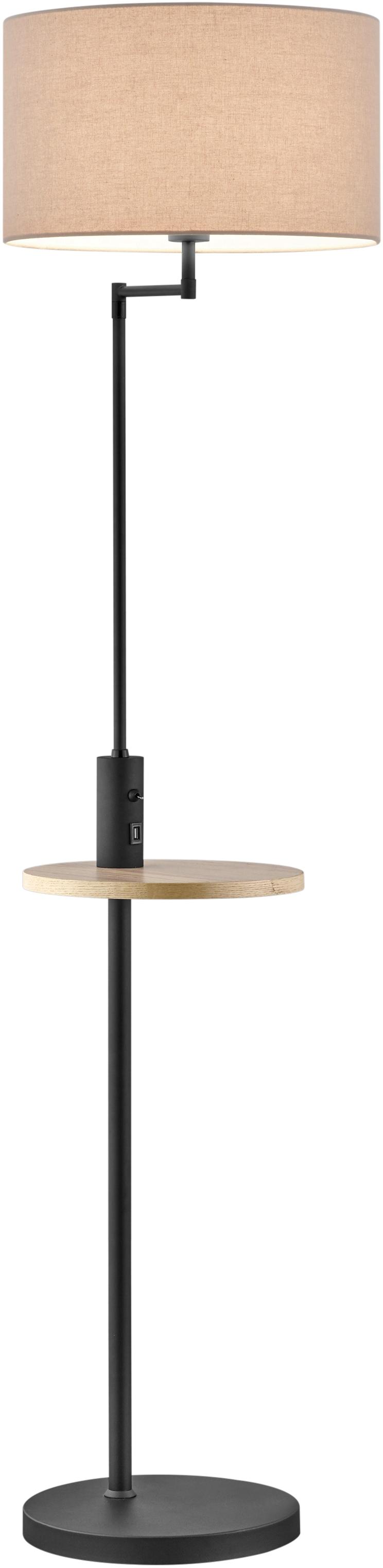 TRIO LEUCHTEN Stehlampe "Claas", schwarz, 1, Ø 40cm H: 160cm, 1 Stk., Leuchten, schwenkbar, USB Anschluss mit Ladefunktion, Leuchtmittel tauschbar, St