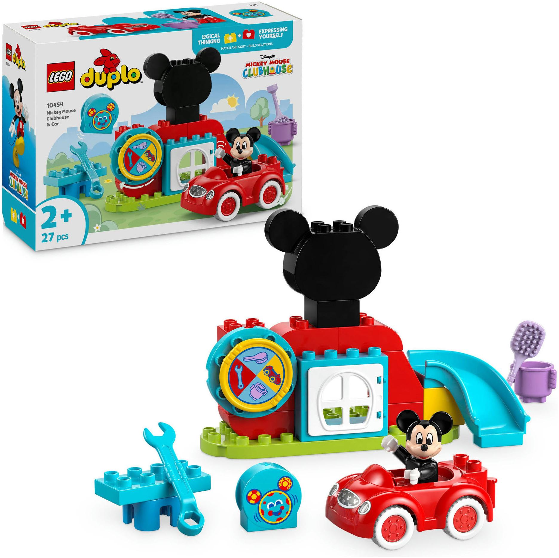 Konstruktionsspielsteine LEGO "Mickys Clubhaus und Auto (10454), LEGO DUPLO Disney ™", bunt, Spielbausteine, Baby, Kunststoff, Konstruktionsspielstein