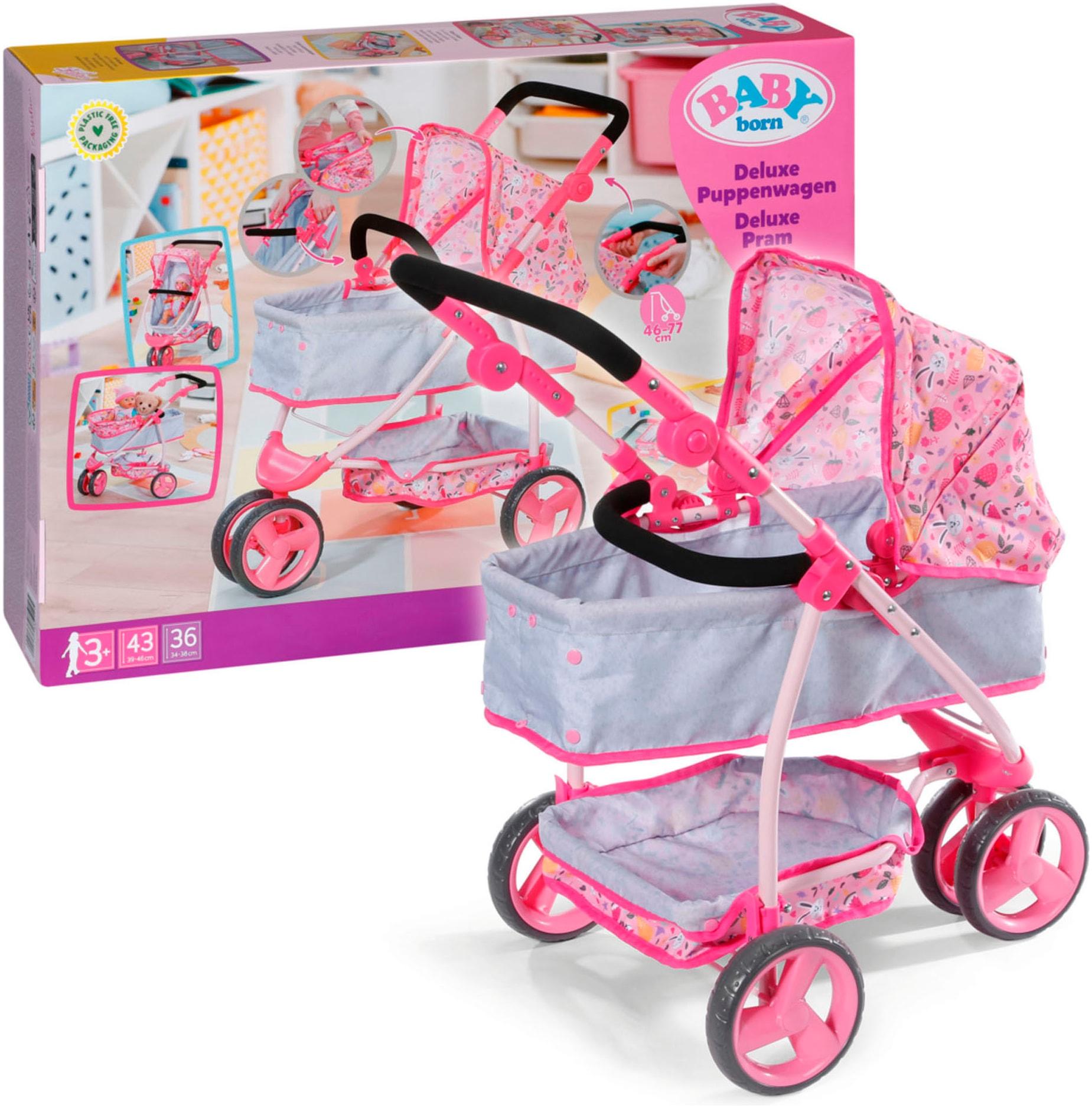 Kombi-Puppenwagen BABY BORN "Deluxe Puppenwagen", bunt, Puppenwagen, KinderB:47cm H:30cm T:25cm, Kunststoff, Metall, Kombi-Puppenwagen, B:47cm H:30cm 