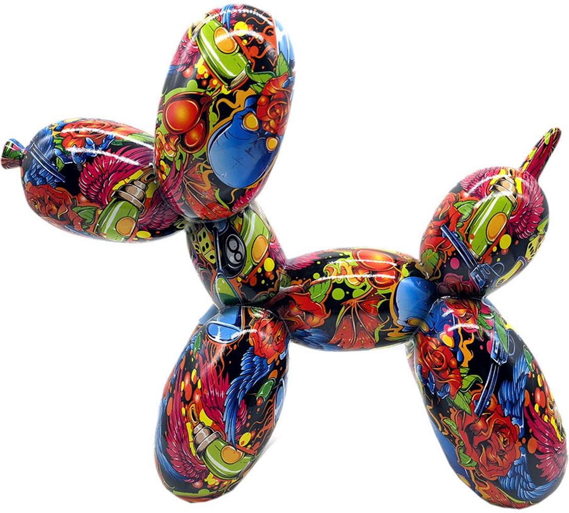 Tierfigur CASABLANCA BY GILDE "Ballon Hund Street Art", bunt, B:11cm H:36,5cm T:8,4cm, Polyresin (Kunststein), Dekofiguren, Tierfigur