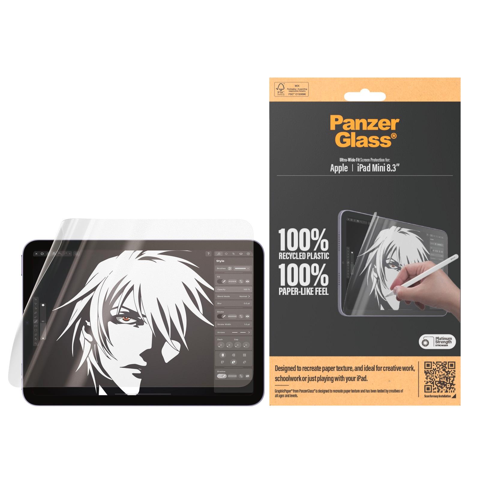 PANZERGLASS Displayschutzfolie "Ultra-Wide Fit GraphicPaper Screen Protector", transparent, B:20,4cm H:0,5cm T:30,5mm, Displayfolien, Papiertextur, Sc