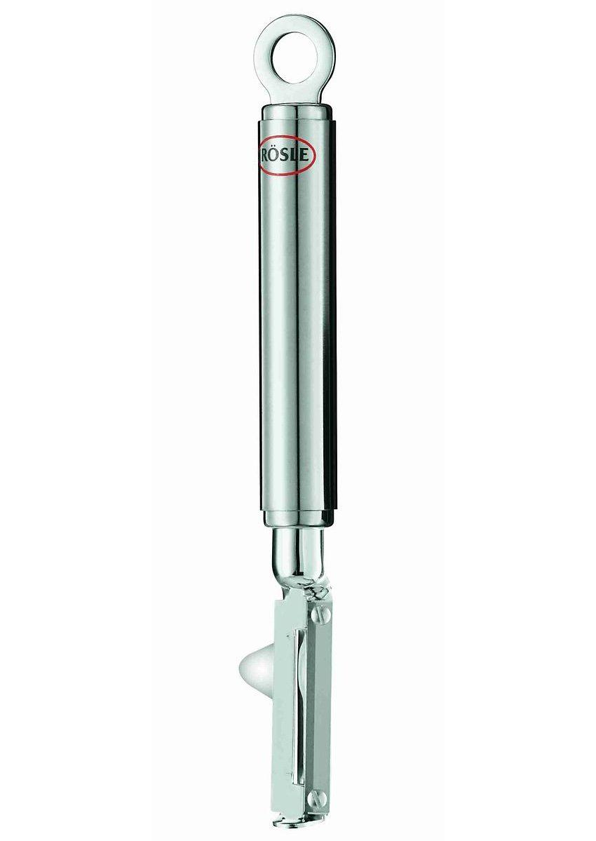 Sparschäler RÖSLE, silber (edelstahlfarben), L:19cm, Edelstahl, Küchenschneider, Sparschäler, Pendelschäler für Rechtshänder, bewegliche Klinge, Edels