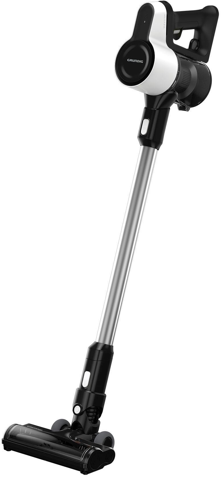 GRUNDIG Akku-Hand-und Stielstaubsauger "VCP 4130, 45min Akkulaufzeit, 2 Saugkraftstufen", schwarz-weiß (weiß, schwarz), B:26,5cm H:126cm T:23,2cm, Akk