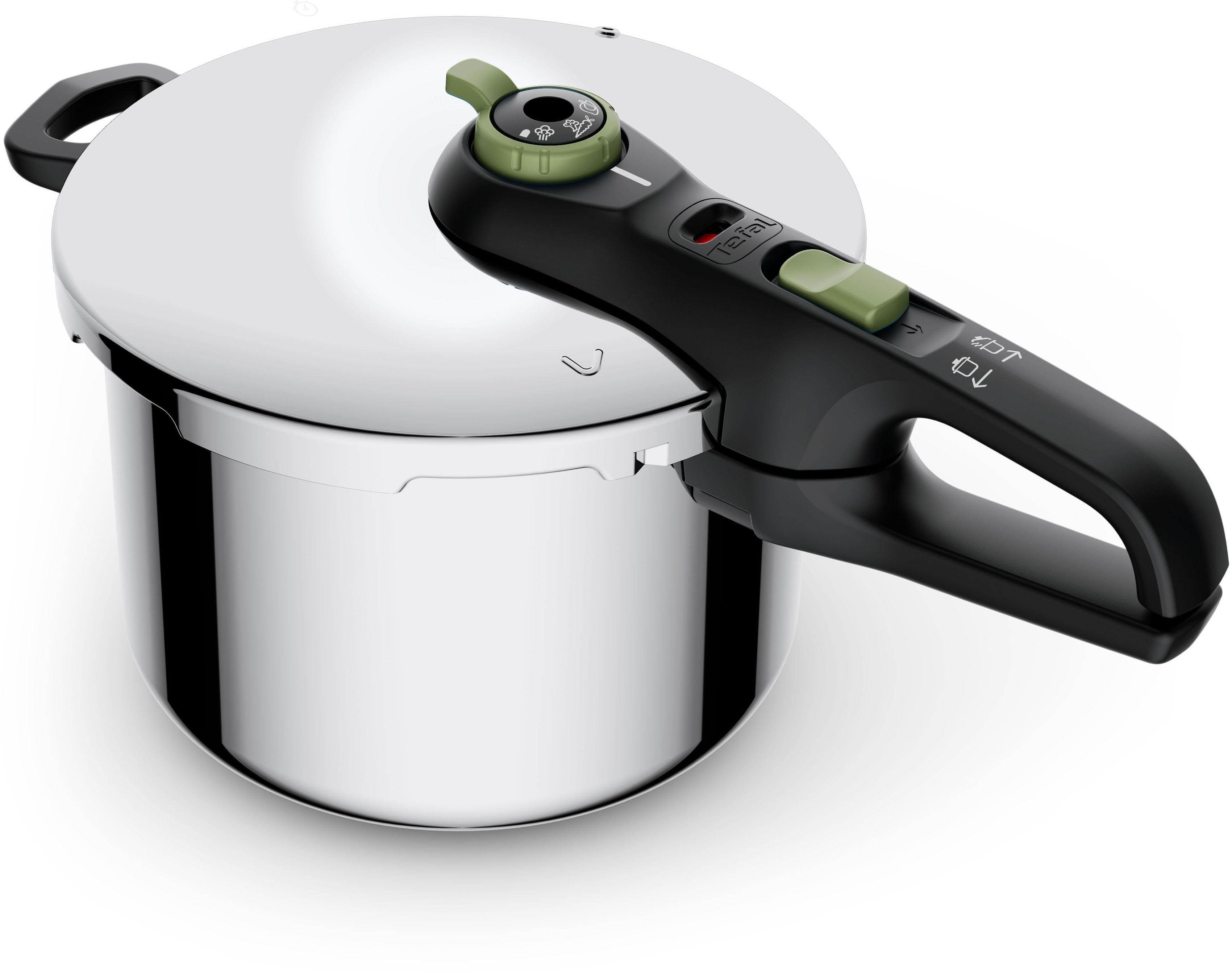 Schnellkochtopf TEFAL "Secure Trendy", silber (edelstahlfarben), H:25,05cm Ø:27,65cm, Töpfe, Schnellkochtopf, Dampfkochtopf, Garregler,Sicherheitsvorr