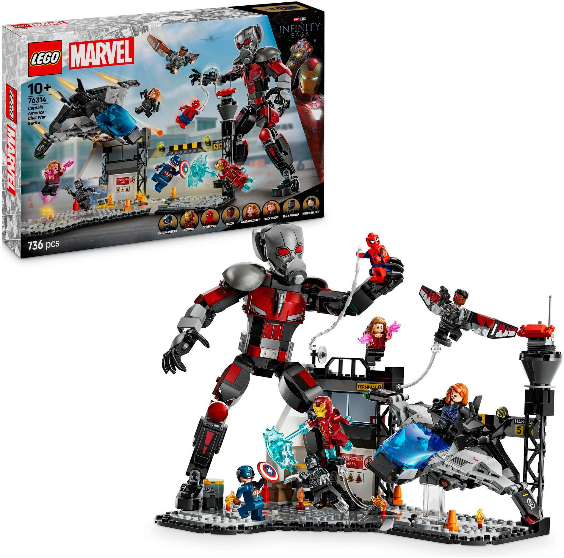 Konstruktionsspielsteine LEGO "Captain America: Civil War Actionduell (76314), LEGO Super Heroes", bunt, Spielbausteine, Kinder, Kunststoff, Konstrukt