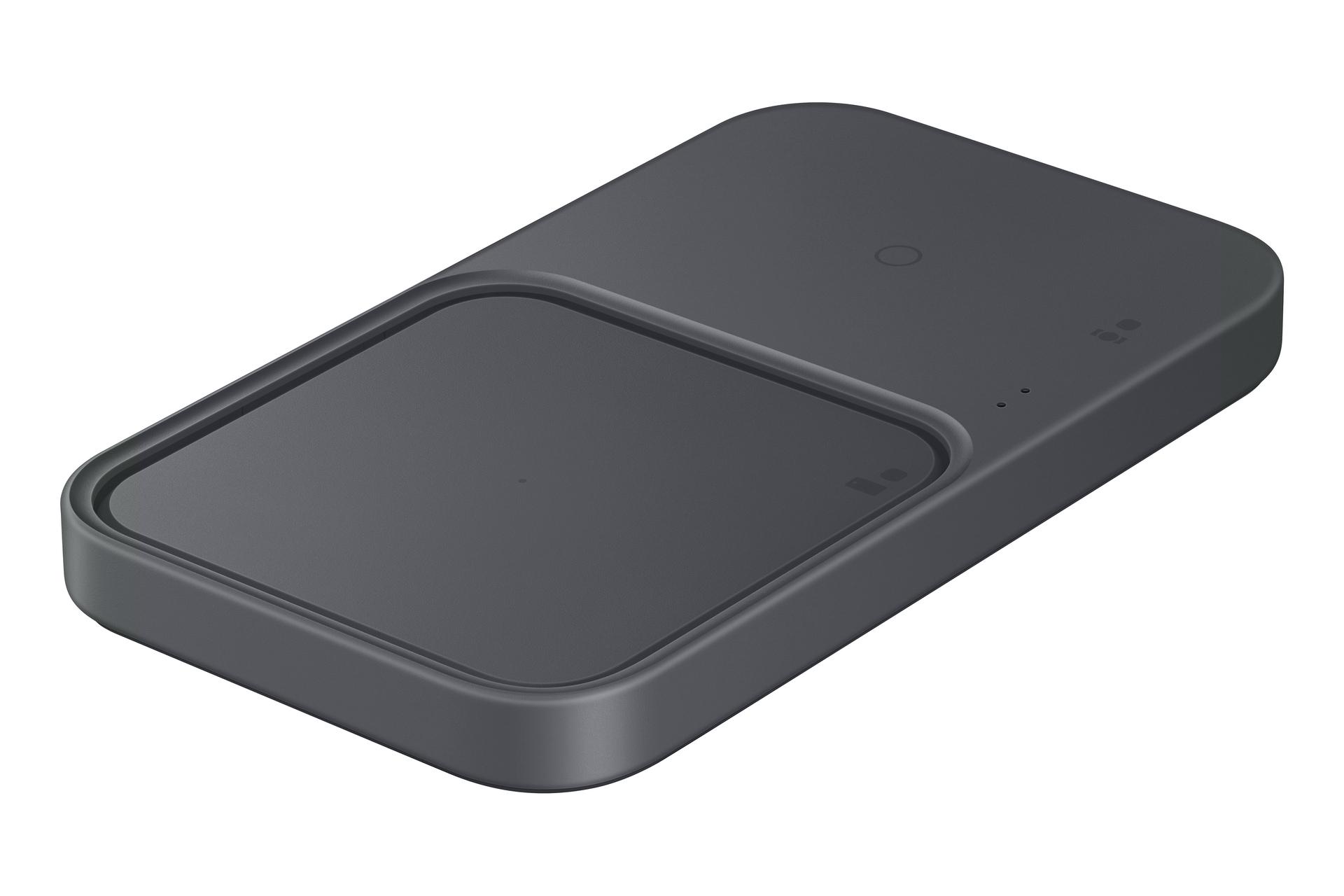 SAMSUNG Induktions-Ladegerät "Wireless Charger Duo mit Adapter EP-P5400T", grau (dunkelgrau), B:12cm H:8cm T:20cm, Ladegeräte, Induktions-Ladegerät
