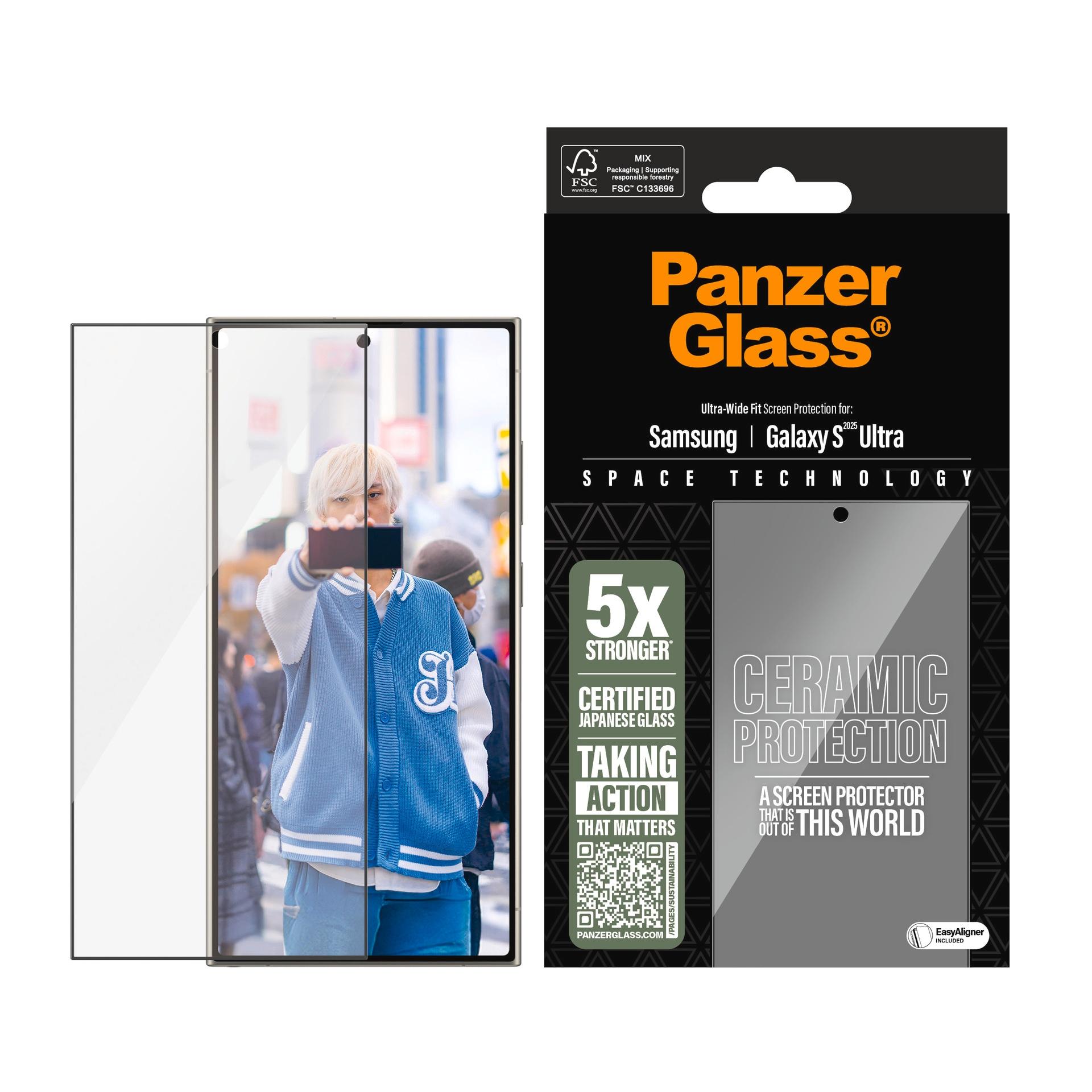 PANZERGLASS Displayschutzglas "Ultra-Wide Fit Ceramic Screen Protection", transparent, B:11cm H:1,5cm T:20mm, Displayfolien, Displayschutzfolie, Schut