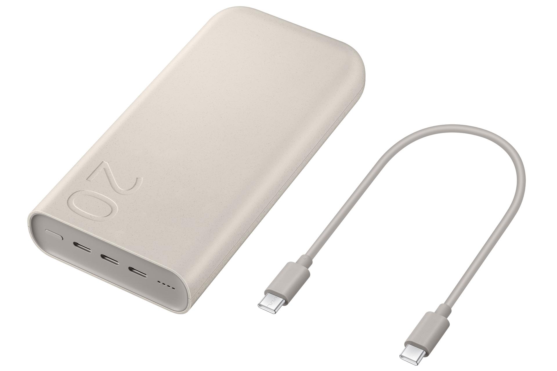 SAMSUNG Powerbank "Powerbank 20.000 mAh 45 Watt", beige, 14,8 V 5.000mAh, Akkumulatoren, Triple-Port, PD 3.0, Super Fast Charging 2.0, Powerbank, Tops