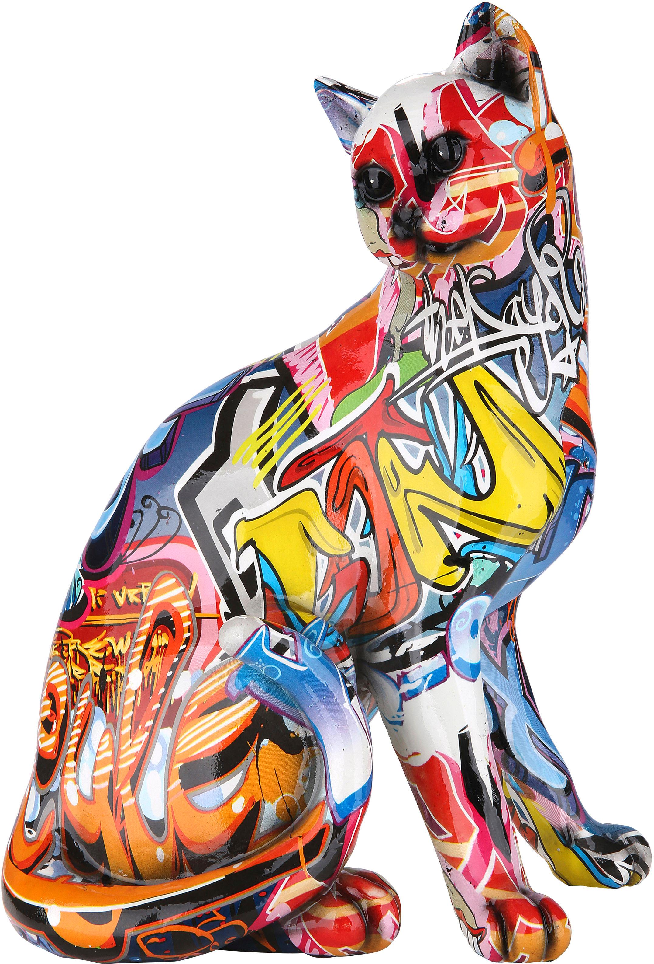 Dekofigur GILDE "Figur Pop Art Katze", bunt, B:23cm H:29cm T:16cm, Kunststoff, Dekofiguren, Dekofigur, Dekoobjekt, Tierfigur, Höhe 29 cm, Wohnzimmer