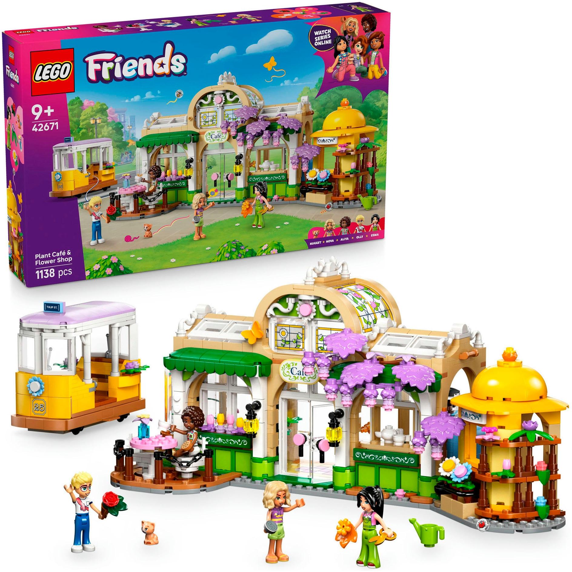 Konstruktionsspielsteine LEGO "Pflanzencafé und Blumenkiosk (42671), LEGO Friends", bunt, Spielbausteine, Kinder, Kunststoff, Konstruktionsspielsteine