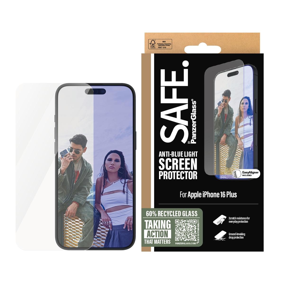 SAFE BY PANZERGLASS Displayschutzglas "Anti-Blue Light Screen Protection", transparent, B:11cm H:1cm T:19,5mm, Displayfolien, Displayschutzfolie, Schu