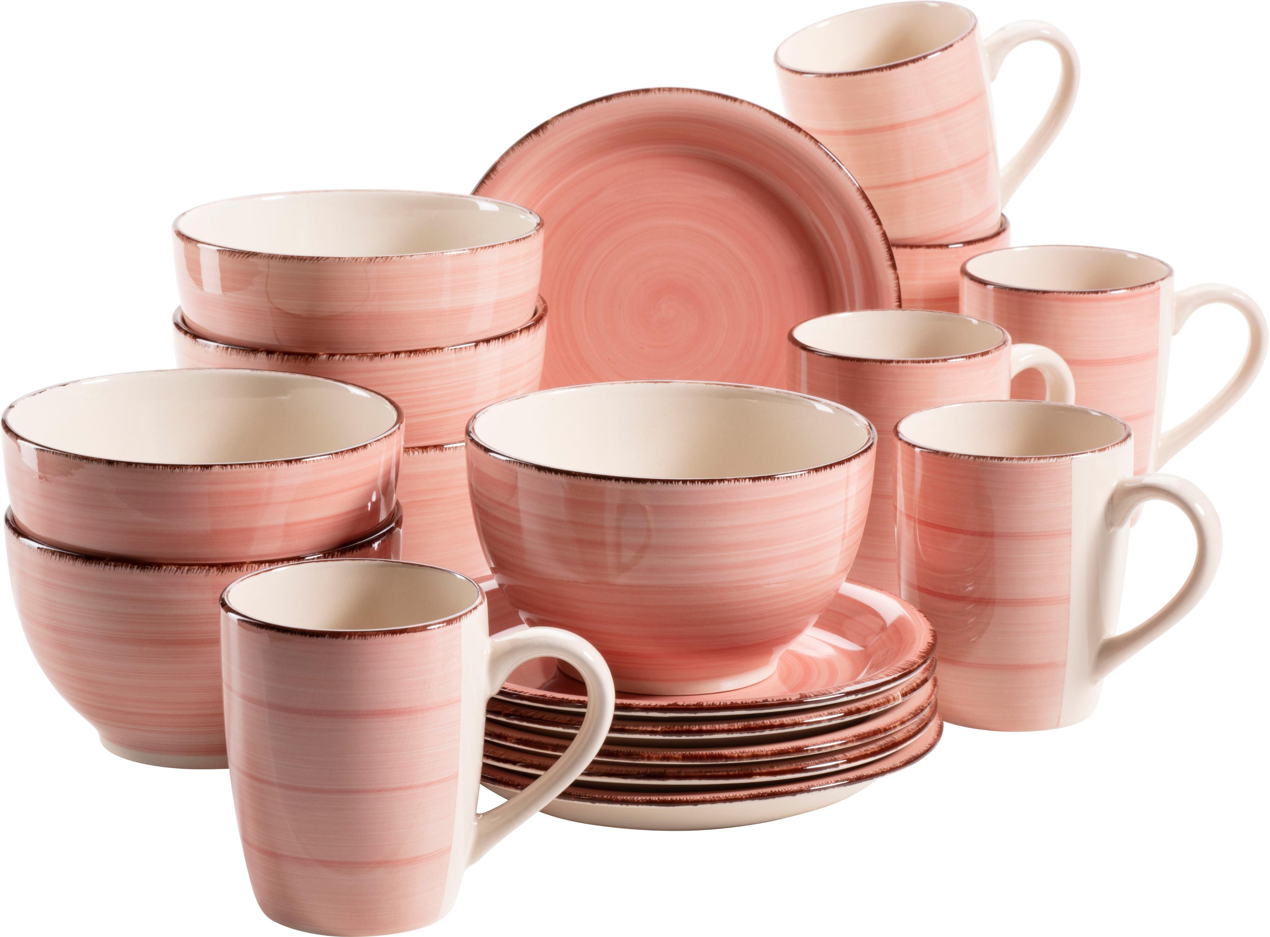 Kaffeeservice OTTO HOME "Geschirr-Set, Service Bell Tempo", orange (koralle), 18, Keramik, Geschirr-Sets, Kaffeeservice, mit Spiraldekor, 18 Teile, fü