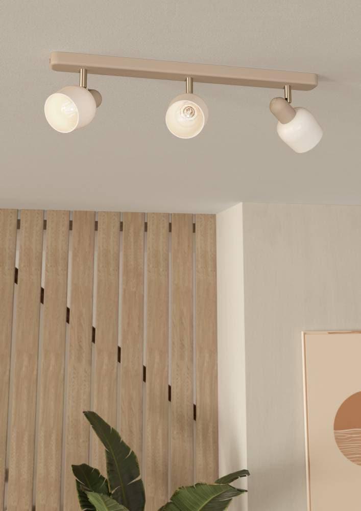 EGLO Deckenspot "CORATO", beige (sandfarben, nickel, matt weiß), 3, Ø 0 H: 12,5cm, 1 Stk., Leuchten, Deckenlampe, Metall in Sandfarben, Nickel-Matt, G