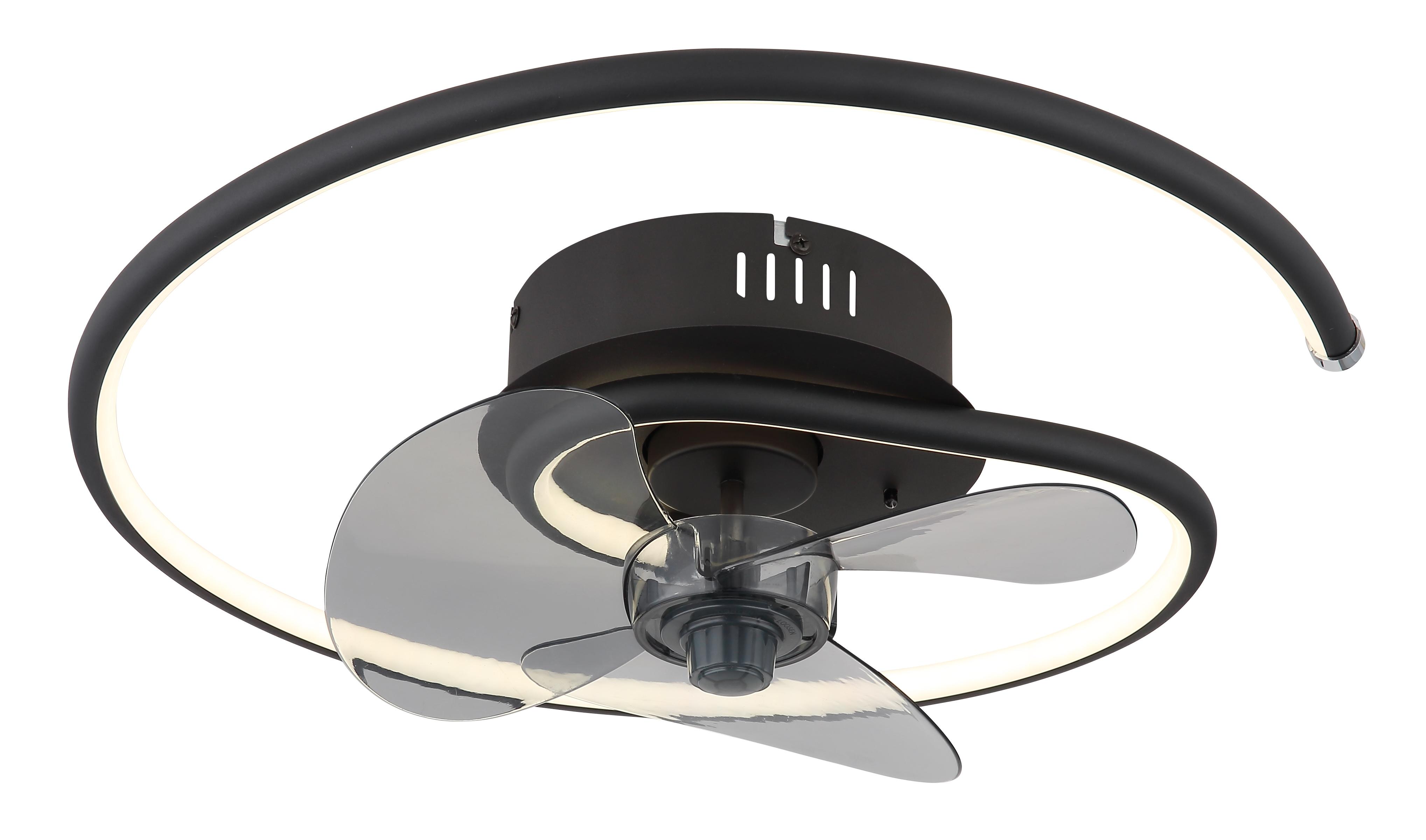 GLOBO LIGHTING Deckenleuchte "KOREN", schwarz (schwarz matt), Ø 45cm H: 13,9cm, 1 Stk., Leuchten, Deckenventilator, Deckenlampe, moderner Ventilator, 