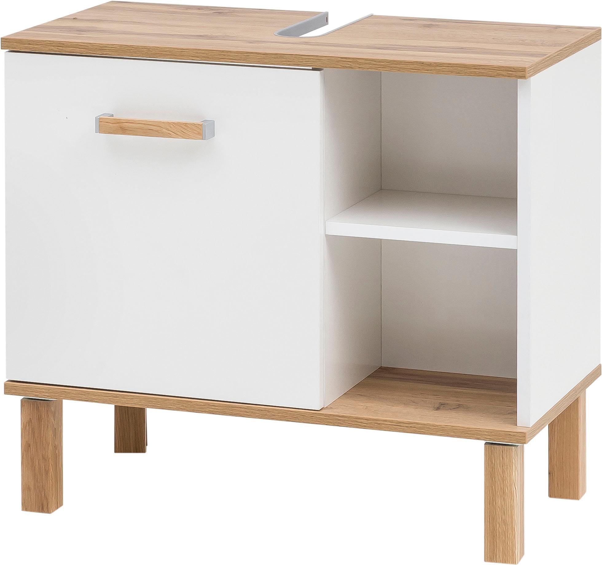Waschbeckenunterschrank SCHILDMEYER "Padua", weiß (weiß, eichefarben landhaus), B:65,2cm H:60,1cm T:35cm, Holzwerkstoff, Schränke, Waschbeckenuntersch