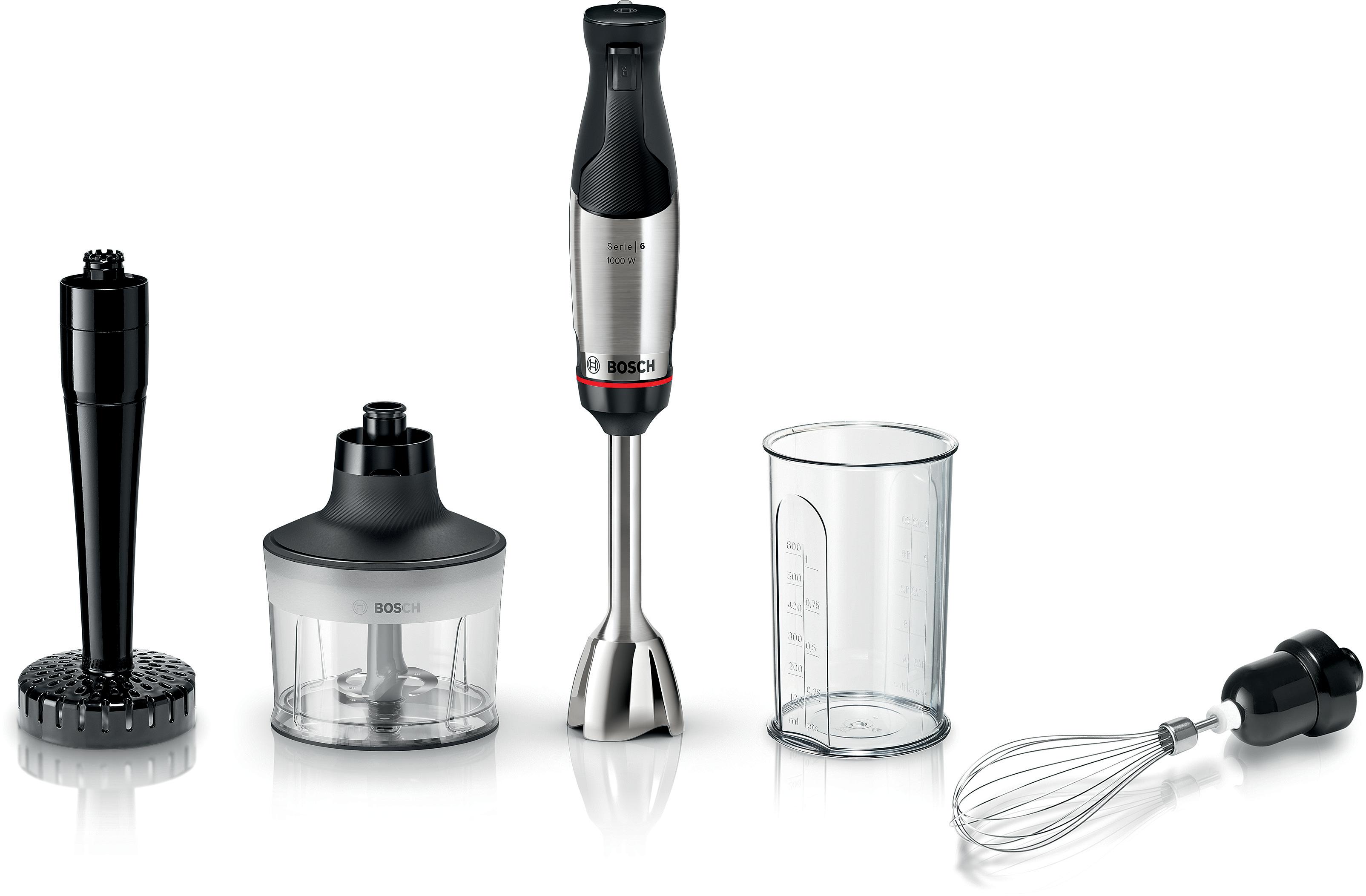 BOSCH Stabmixer “ErgoMaster Serie 6 MSM6M633, Zerkleinerer, Kartoffelstampfer, Edelst.”, stainless steel, B:6cm H:39,5cm T:7,8cm, Mixer,