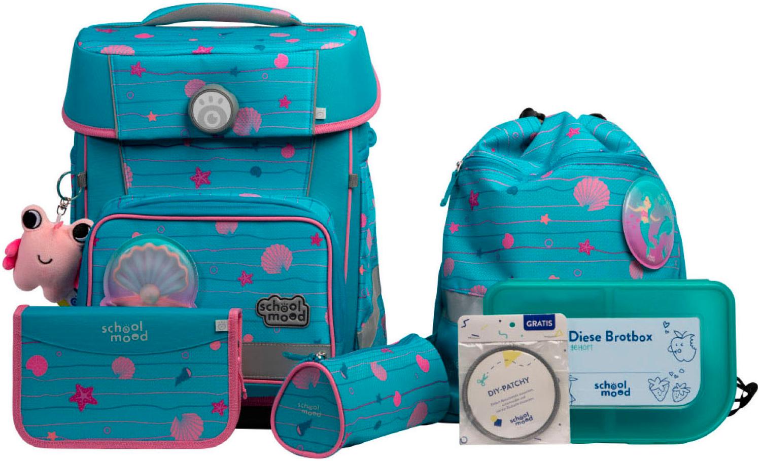 Schulranzen SCHOOL-MOOD "Champion Maxx Pro", Kinder, Gr. B/H/T: 30cm x 40cm x 23cm, bunt (lilly (meerjungfrau) mit moodie charly clever), Polyester,
