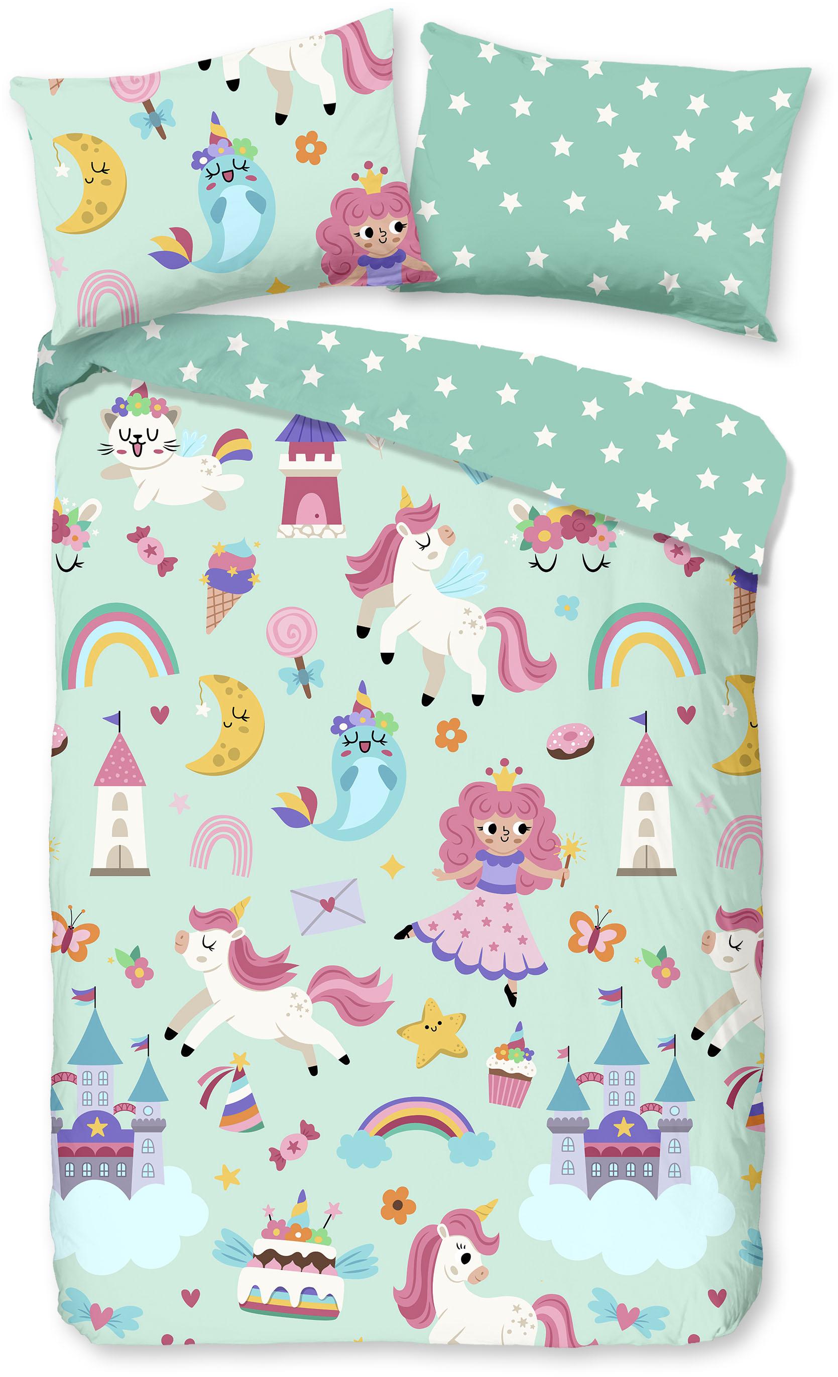 Babybettwäsche GOOD MORNING "Fantastic", grün (mintgrün), B/L: 100cm x 135cm, 1 Stk., 1 Stk., Renforcé, B/L: 60cm x 40cm, 2 Stk., Renforcé,