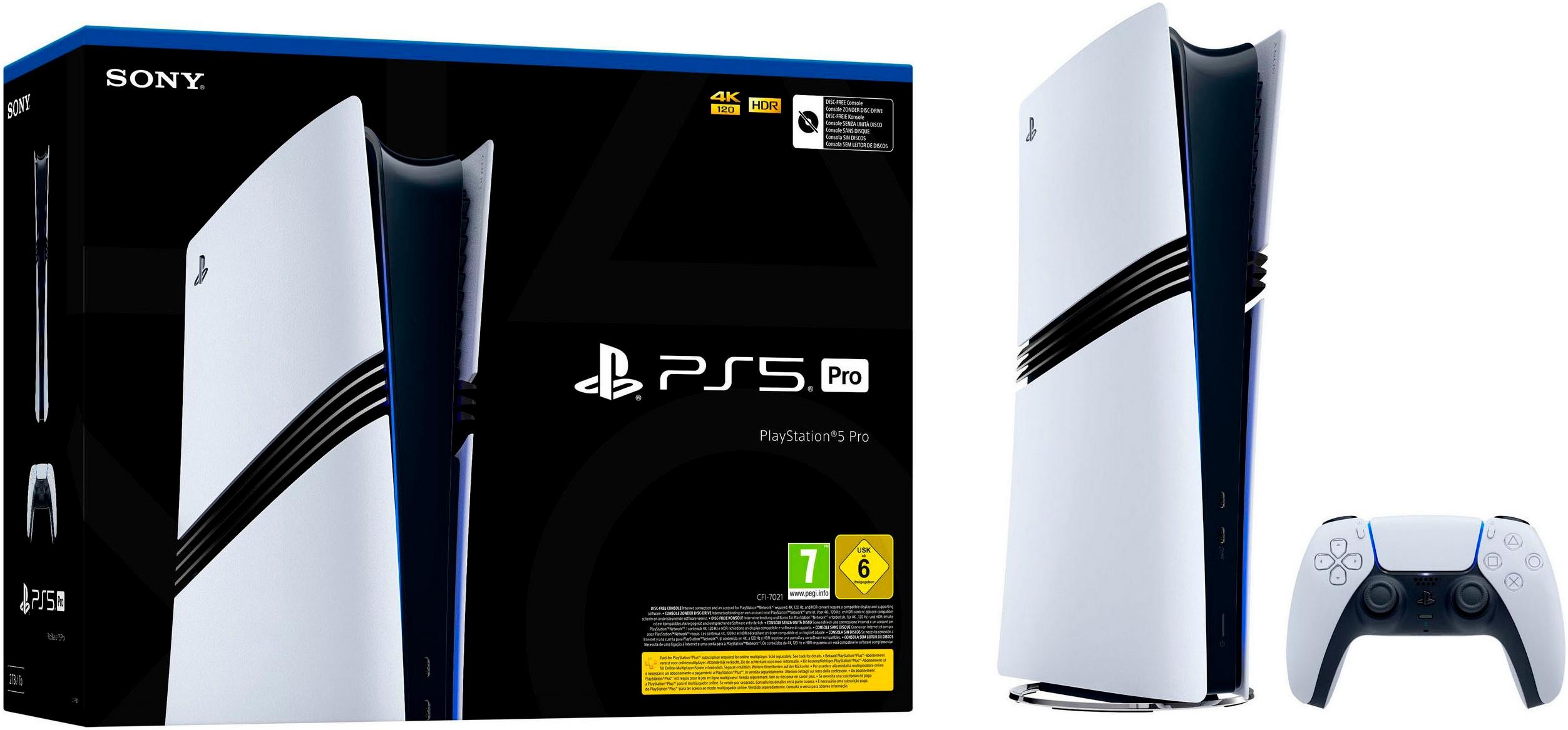 PLAYSTATION 5 Spielekonsole “PlayStation 5 Pro 2TB”, weiß, schwarz, B:8,9cm H:38,8cm T:21,6cm, Spielekonsolen, Topseller