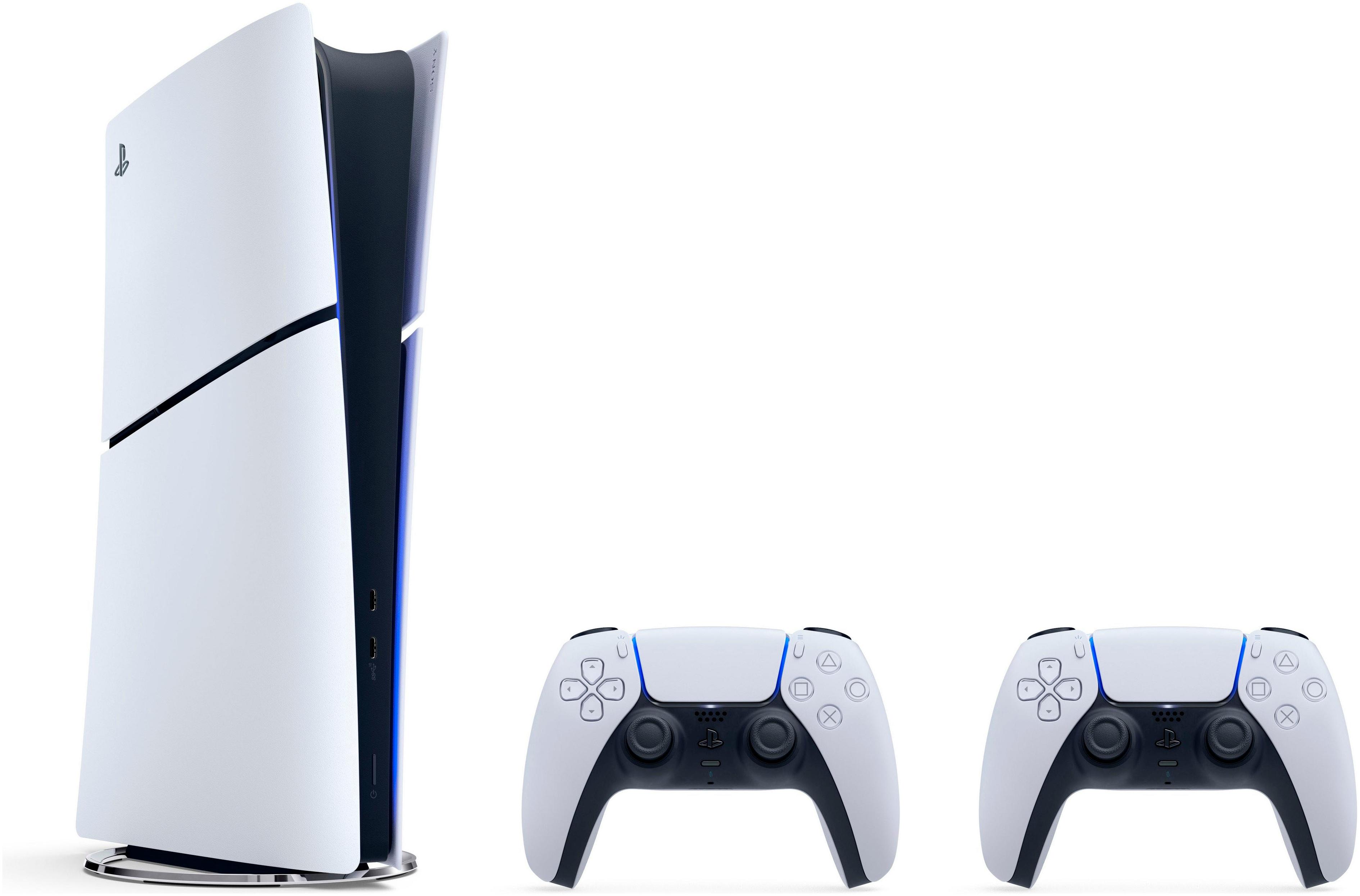 PLAYSTATION 5 Konsolen-Set “Digital Edition (Slim) inkl. zweitem DualSense Wireless-Controller”, schwarz-weiß (weiß, schwarz), B:35,8cm