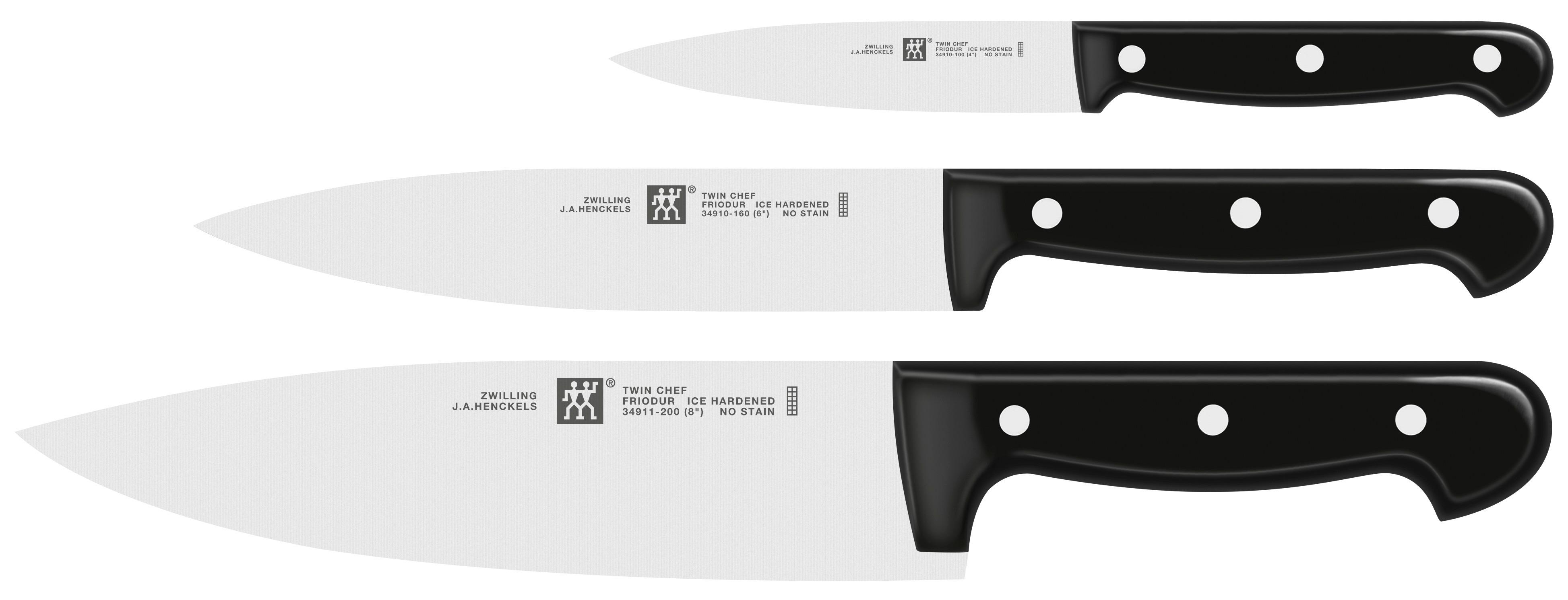 Messer-Set ZWILLING "TWIN Chef 2", schwarz, Stahl, Kochmesser-Sets, Sonderschmelze, Ergonomisch, Robust, Langlebig