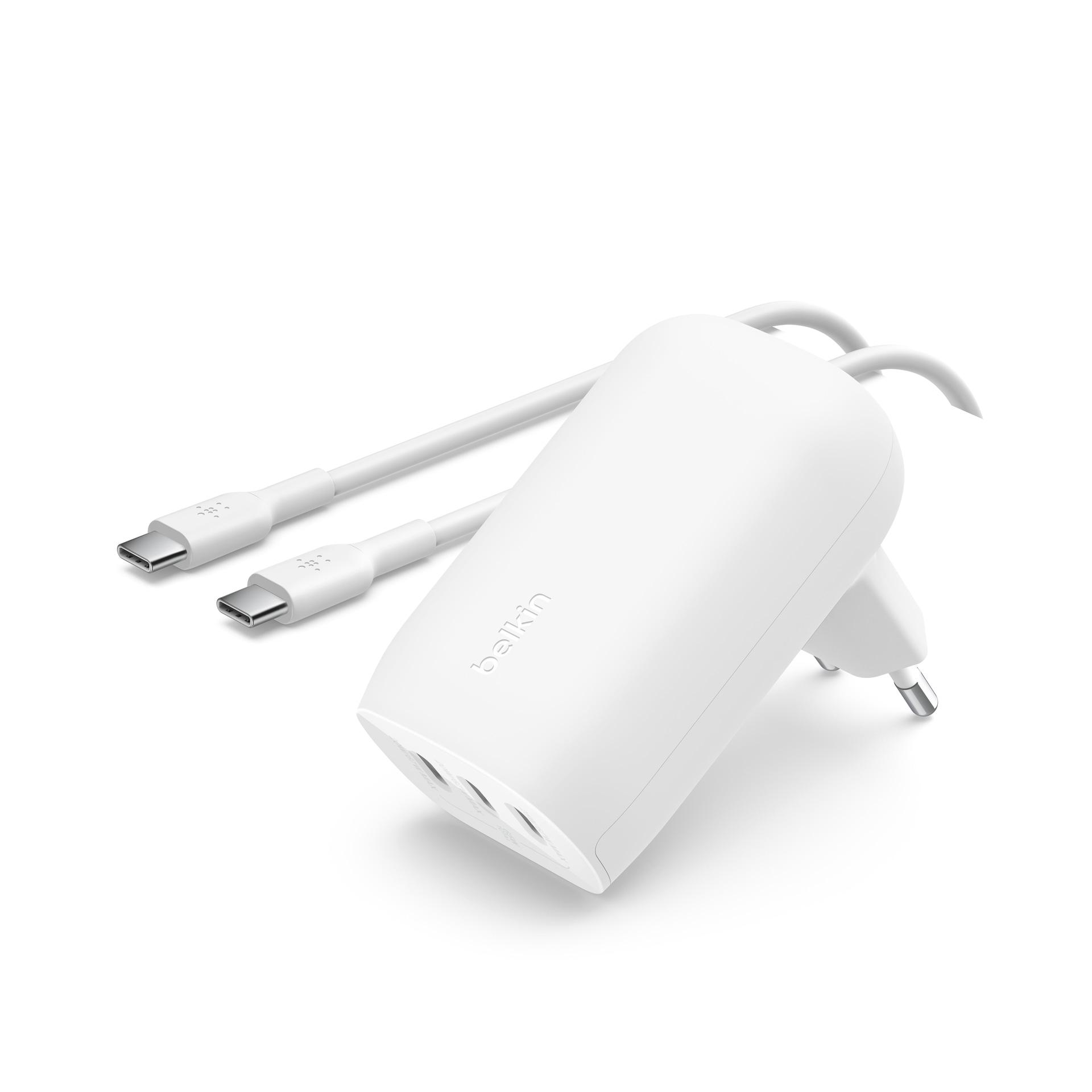 BELKIN USB-Ladegerät "BOOST CHARGE 67W Ladegerät mit 3x USB-C, inkl. Kabel", weiß, B:10,1cm H:10,1cm T:4,56cm, Ladegeräte, USB-Ladegerät