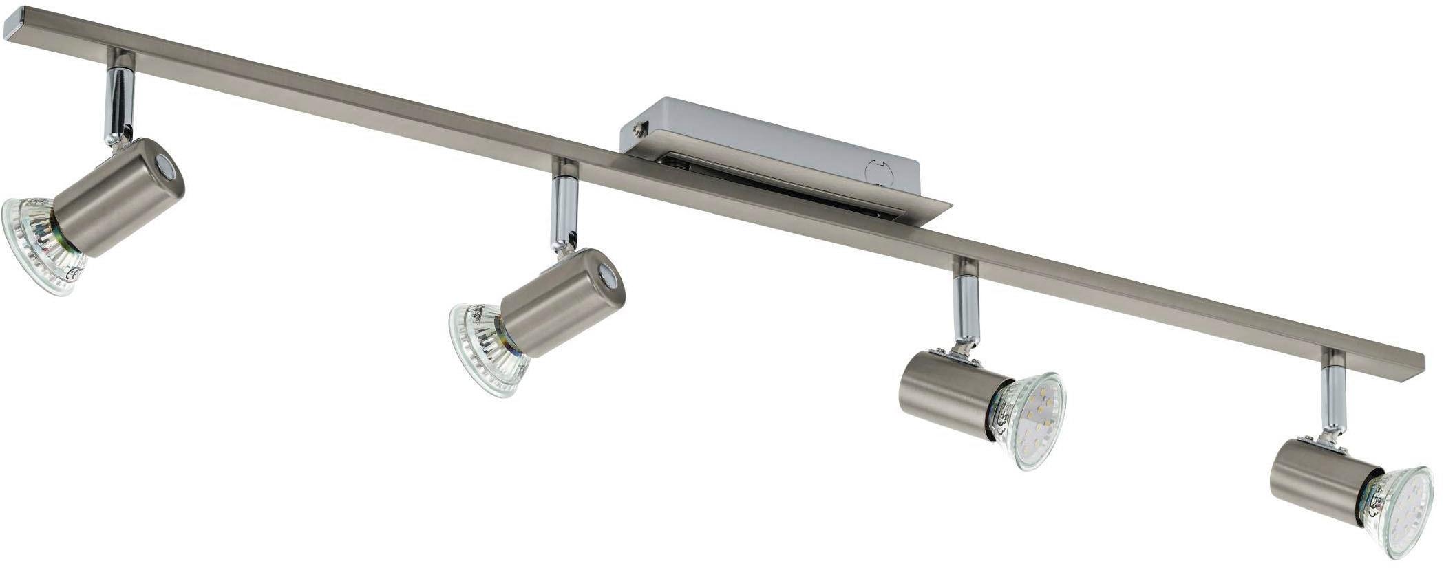 EGLO Deckenleuchte "Rottelo Deckenlampe, Metall, GU10, Deckenstrahler, Furlampe, Lampe", silberfarben, 4, 1 Stk., Leuchten, Spot - L78 x B7 cm - nicke