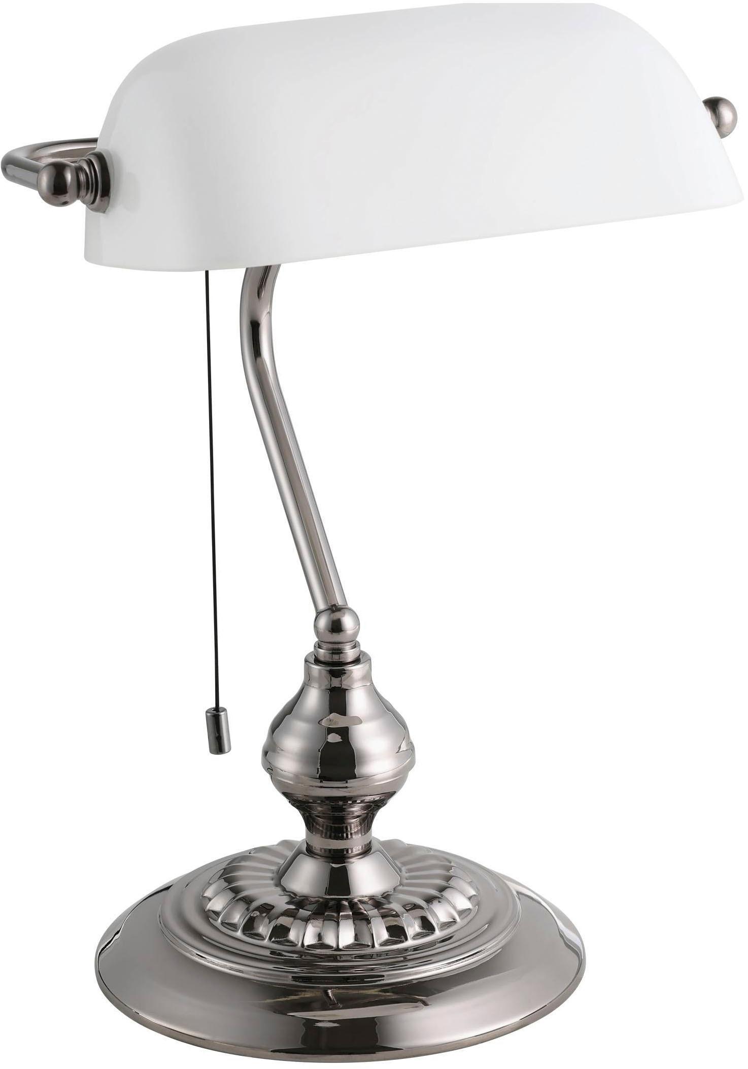 EGLO Tischleuchte "Banker Tischlampe, Vintage, Retro, E27 Schreibtischlampe, Bürolampe", silberfarben, 1, H: 39cm, 1 Stk., Leuchten, Tischleuchte - L2