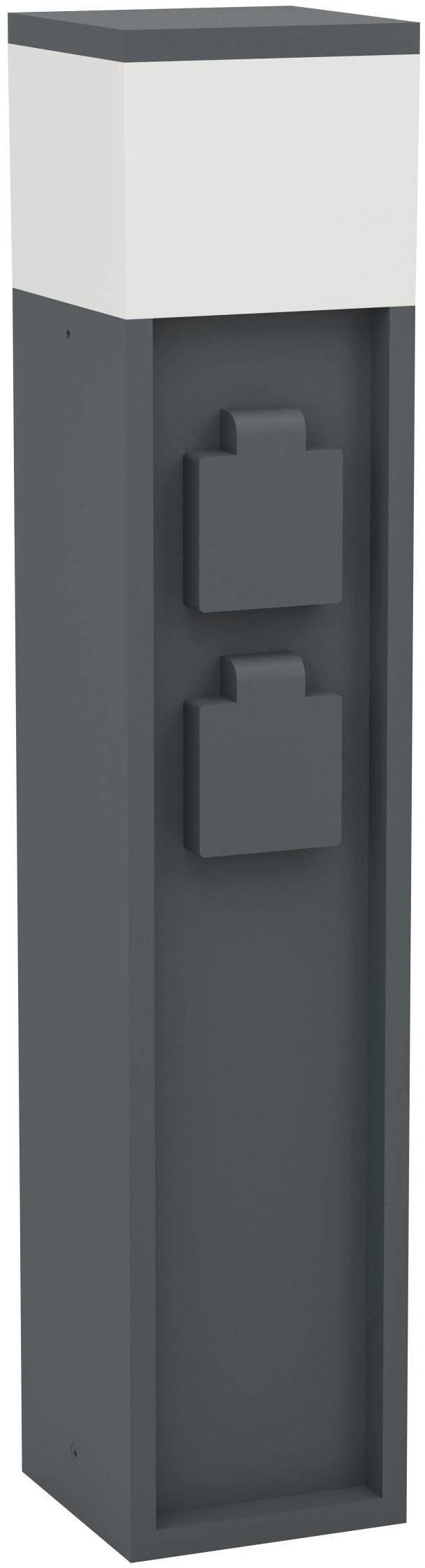 EGLO Gartensteckdose "Park 5 Außenlampe, Gartensteckdose, Stromverteiler außen, IP54, Lampe", schwarz, B:10cm H:50cm, Steckdosen, L10 x B10 x H50 cm, 
